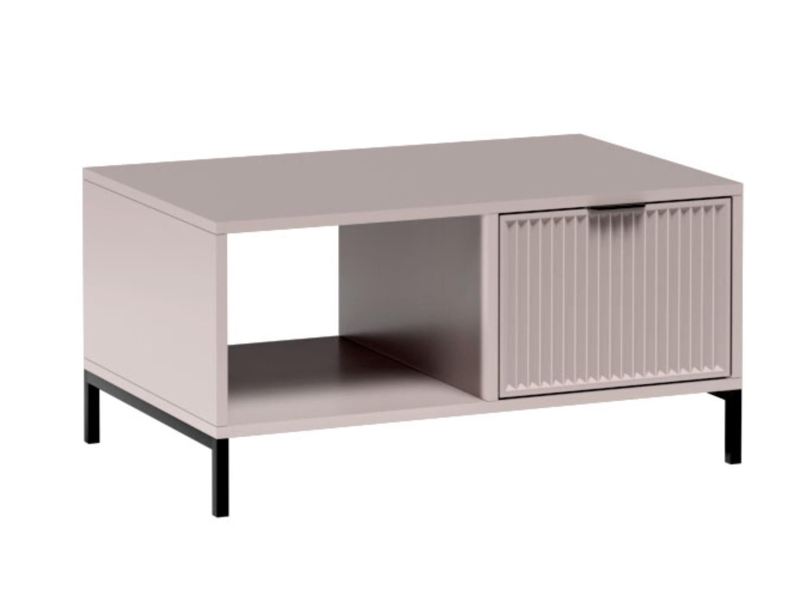 Compleo Couchtisch mit Schublade VIVAS, dekorative Lamellen, Modern Wohnzimmertisch