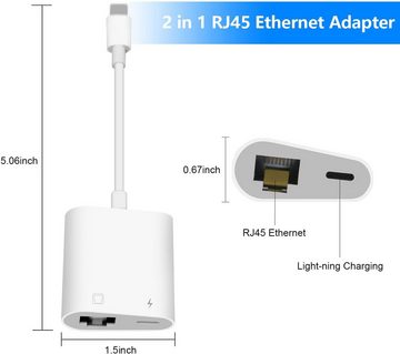 YI Lightning-zu-Ethernet-Adapter,2 in 1 RJ45 Ethernet LAN-Netzwerkadapter Netzwerk-Adapter