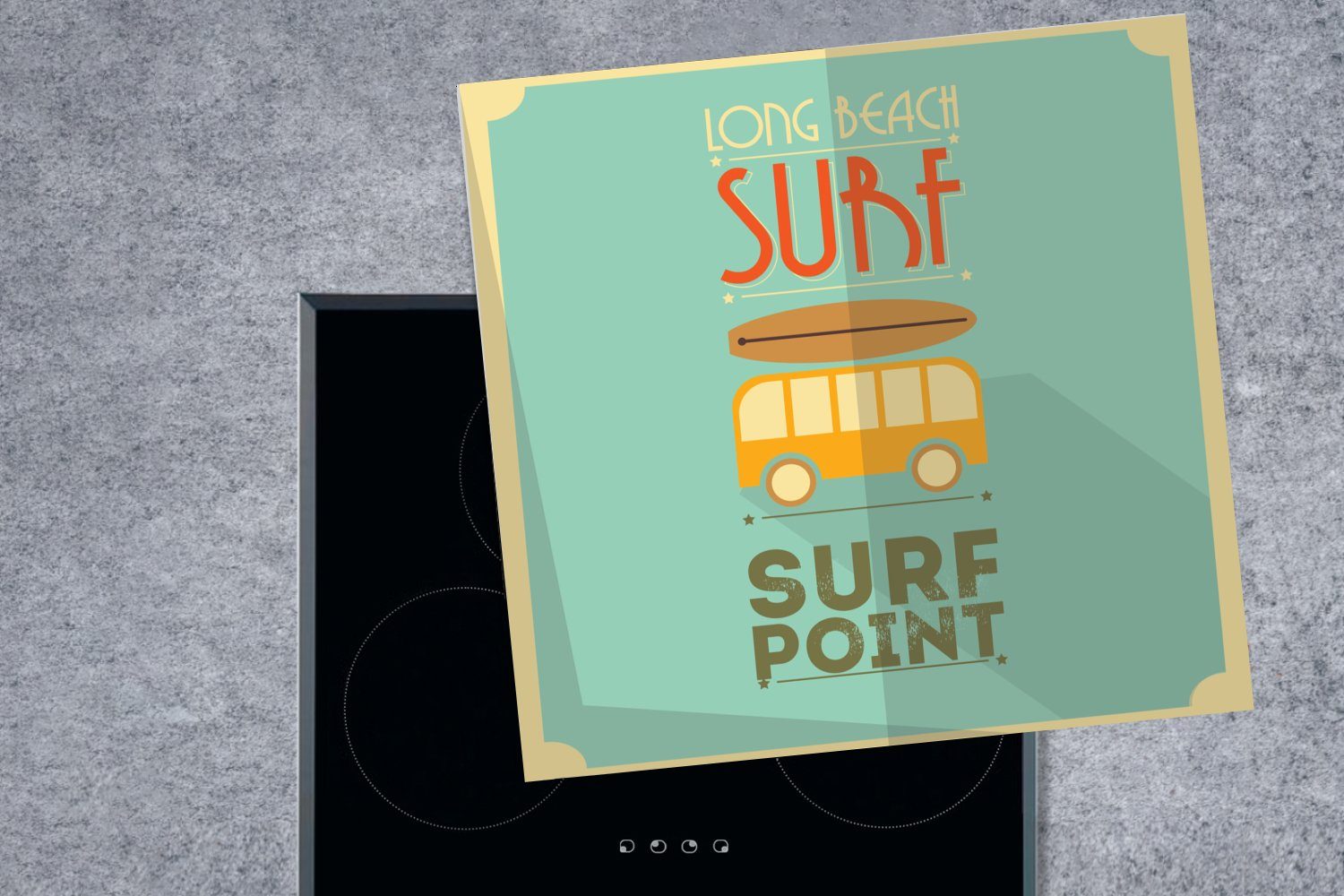 Ceranfeldabdeckung, küche "Surf Arbeitsplatte Vinyl, tlg), Point" für MuchoWow (1 mit grünem Herdblende-/Abdeckplatte Hintergrund, 78x78 Illustration cm,
