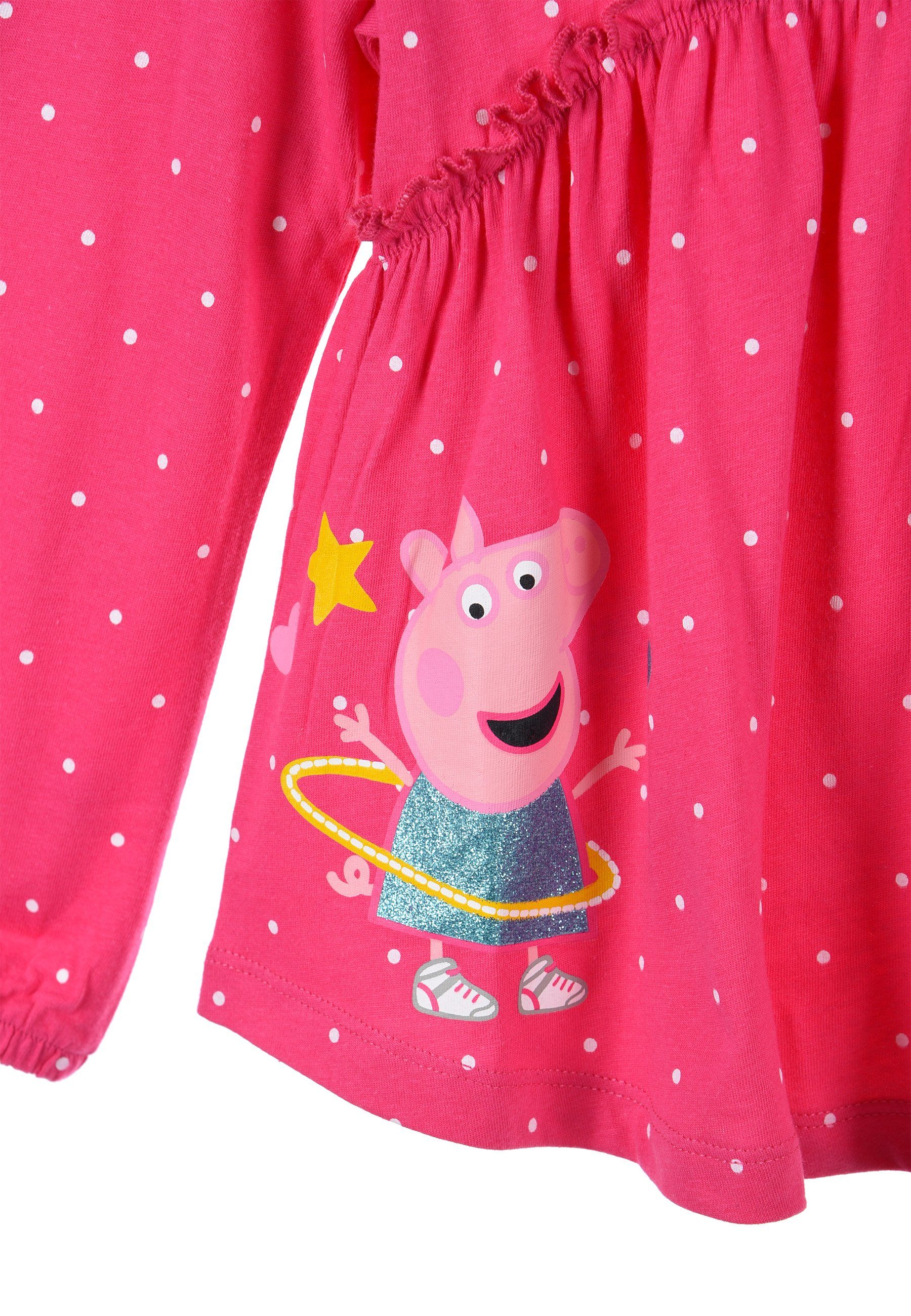 Mädchen T-Shirt Longsleeve Langarmshirt Pig Pink Peppa Oberteil Langarm