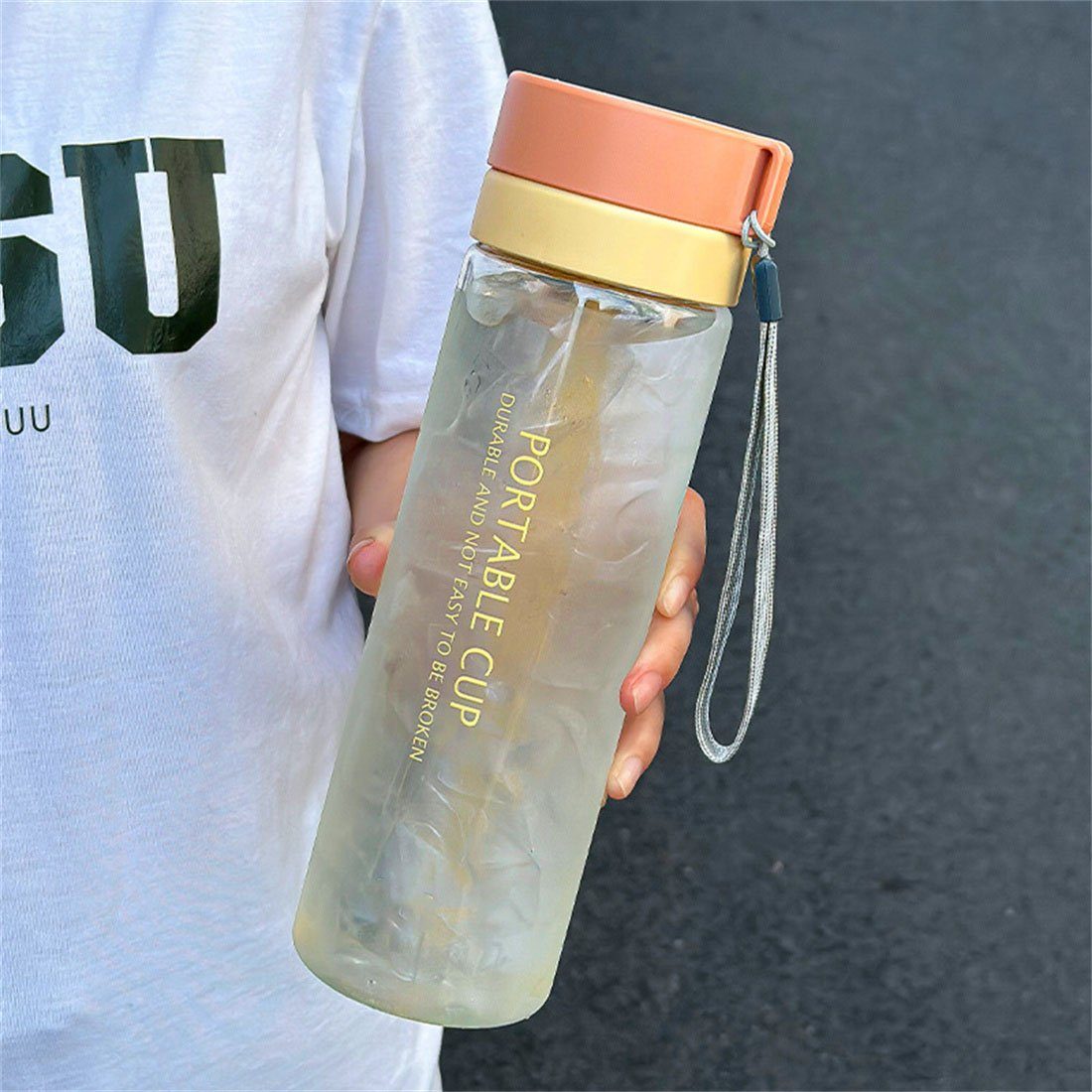 tragbarer DÖRÖY Sommer-Sport-Wasserflasche, Outdoor-Wasserbecher 800ml orange Trinkflasche