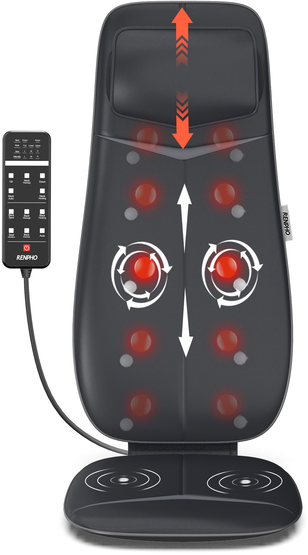 RENPHO Shiatsu-Massagesitzauflage Neck & Back Massager Cushion S BM076, für Tiefenentspannung des Nackens & Rückens -- Wärme & Vibration