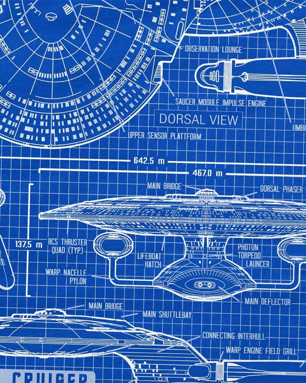 style3 T-Shirt NC-70D Enterprise Blaupause trek trekkie star jean luc picar günstig online kaufen