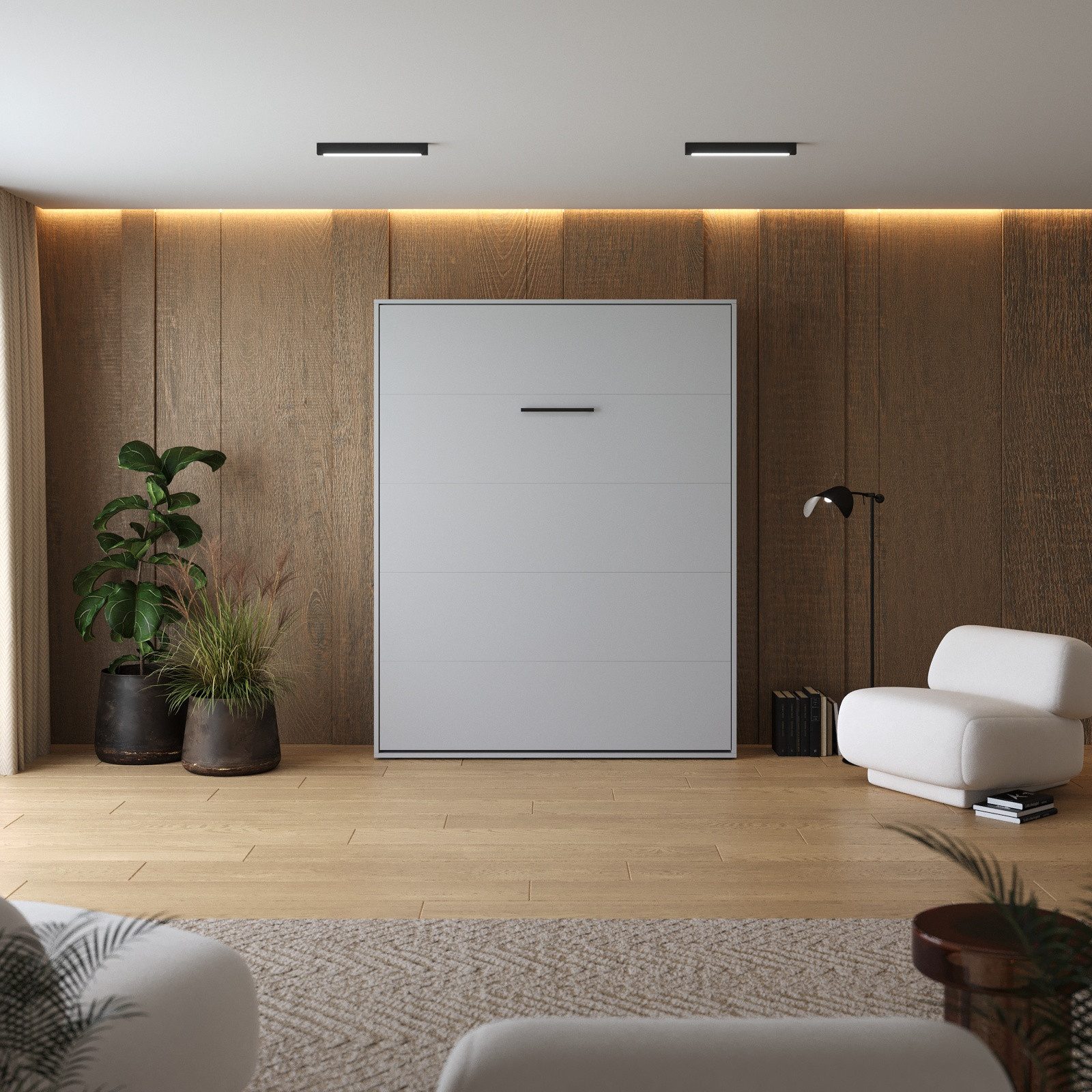 HeimLiving Schrankbett M1 160 x200 cm Vertikal mit Polsterrahmen Gasdruckfedern