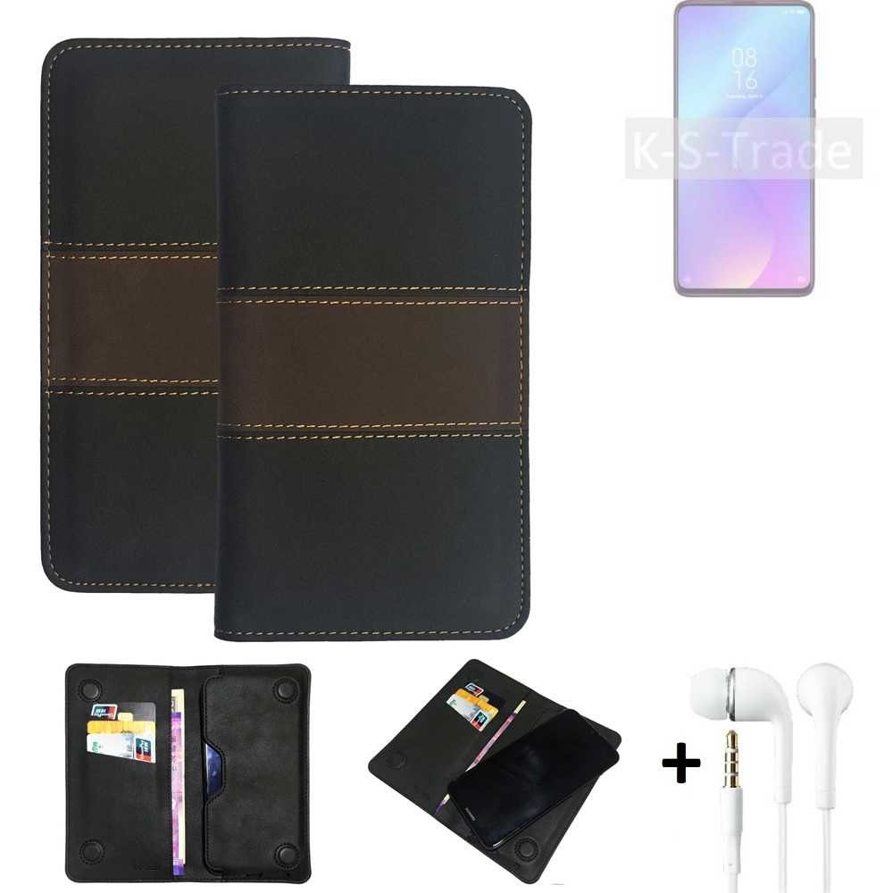 K-S-Trade Handyhülle für Xiaomi Mi 9T, Handyhülle + Kopfhörer Schutzhülle Walletcase Bookstyle Tasche