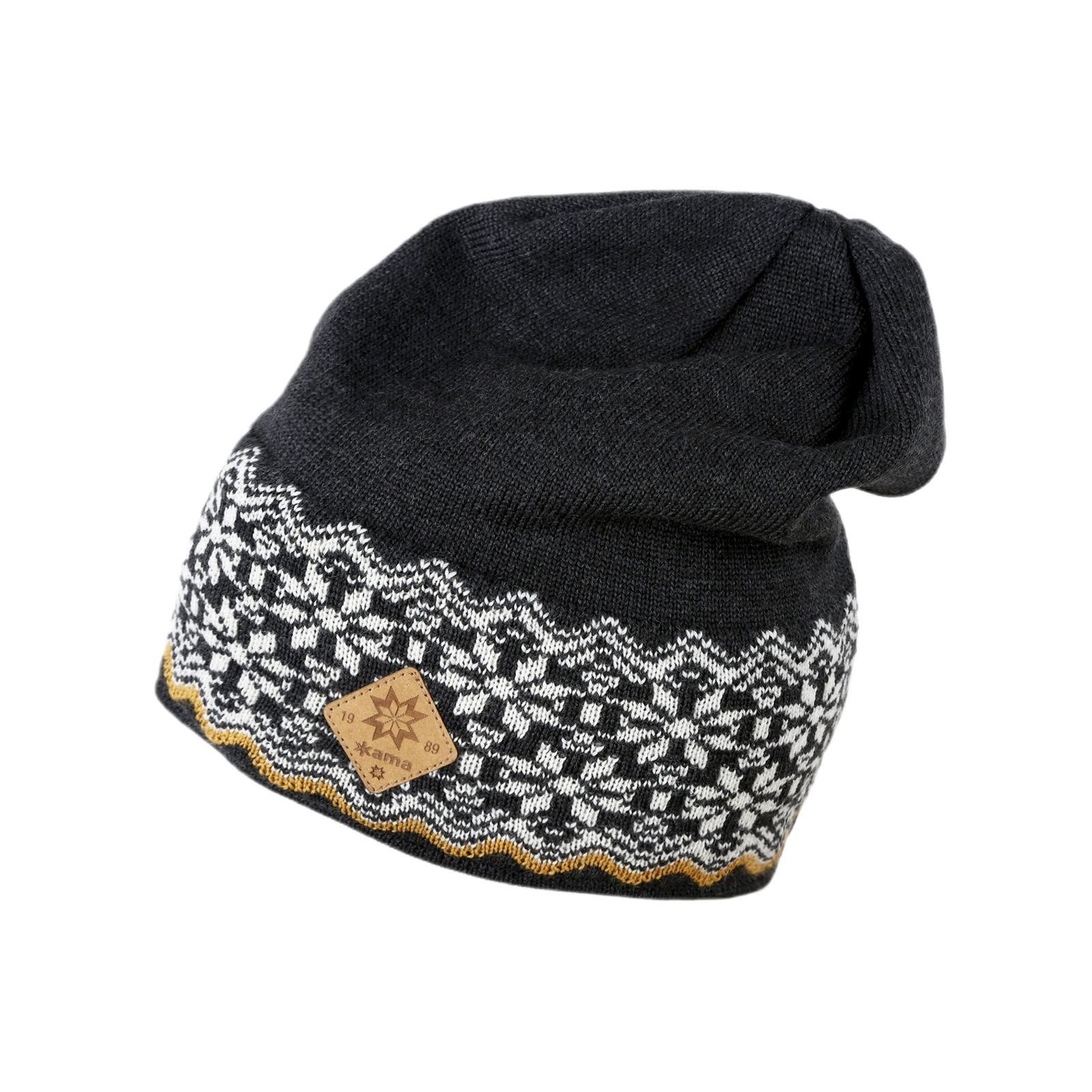 Strickmütze (Beanie) A189 Merino - Damen graphitgrau/weiss - 1 Stück