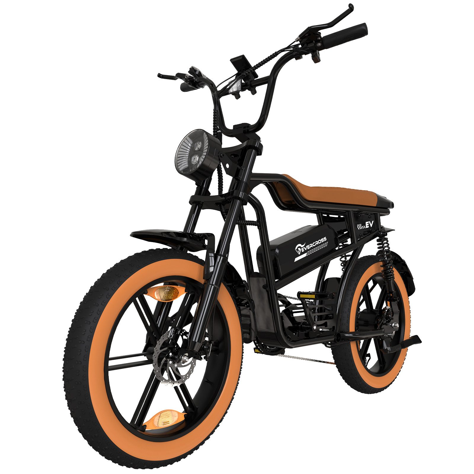 EVERCROSS TECH E-Bike EK30 20” x 4,0 fette Reifen MTB, 48V 13AH Removable Battery, 7 Gang, Heckmotor, bis 55-80km, 7 Gang Shimano, Kettenschaltung, Heckmotor