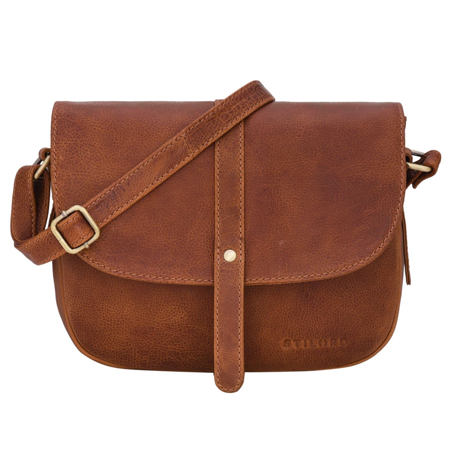 Frauen STILORD Umhängetasche "Kira" Vintage arona - Leder Handtasche braun