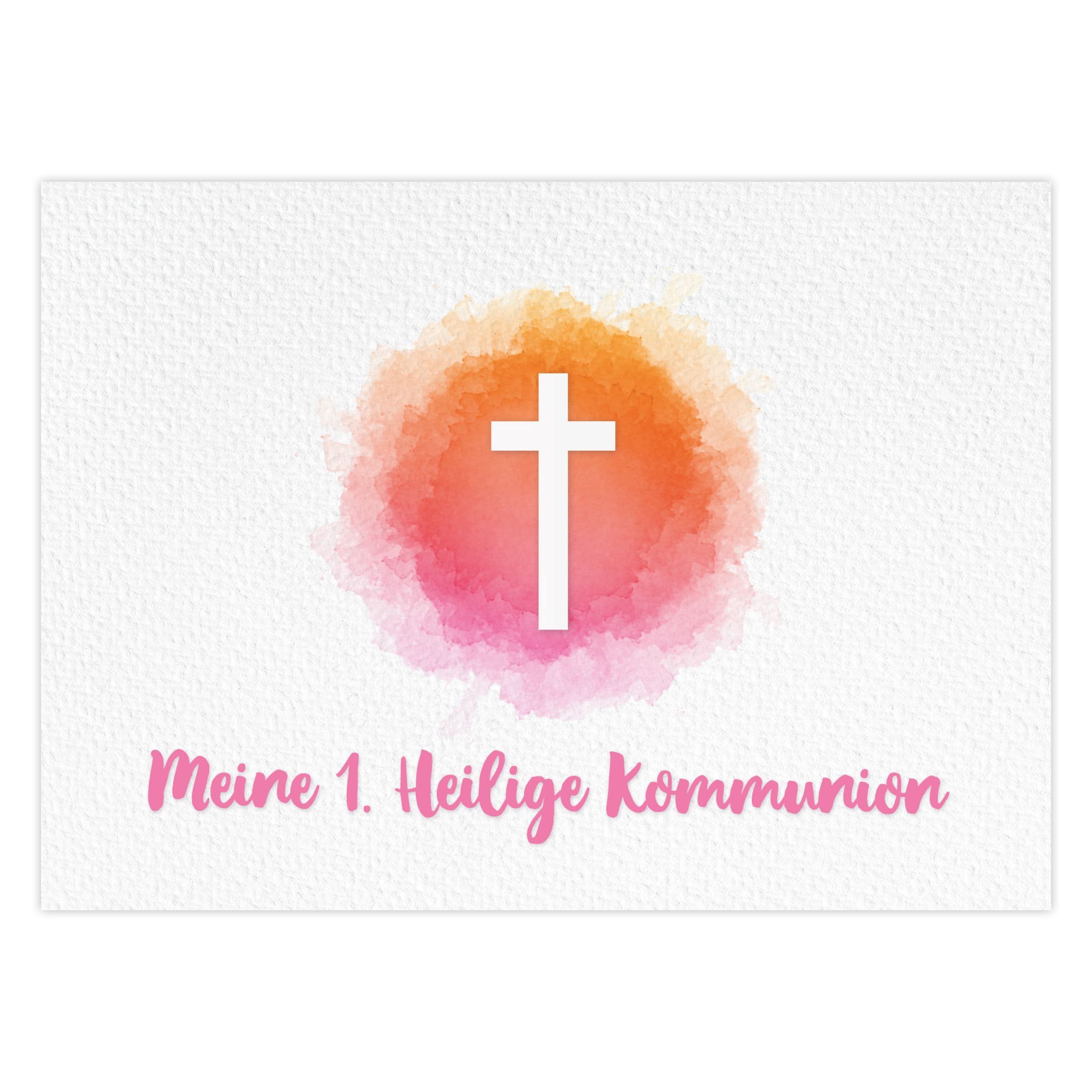 PAPIERDRACHEN Kommunionskarte 12 Einladungskarten zur Kommunion - Einladung zur Heiligen Kommunion, für Mädchen und Jungen -hochwertig gedruckt in DIN A6