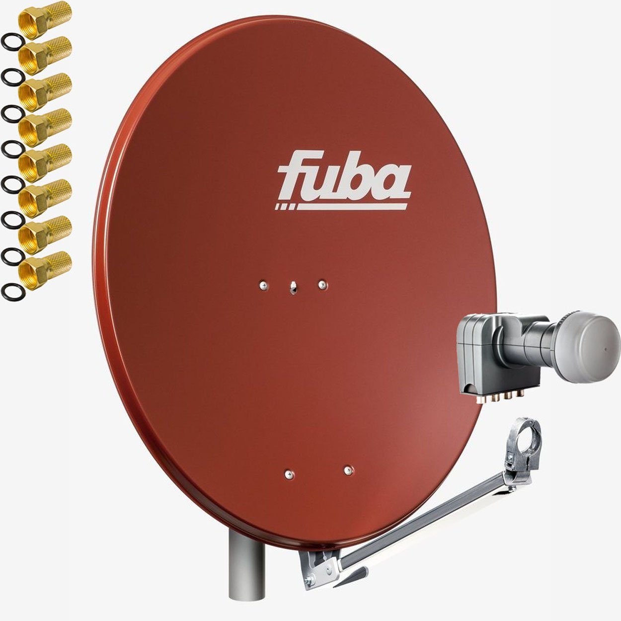 DAL 804 R Sat SAT-Anlage Alu Rot Quad LNB DEK 417 4 Teilnehmer HDTV 4K SAT-Antenne