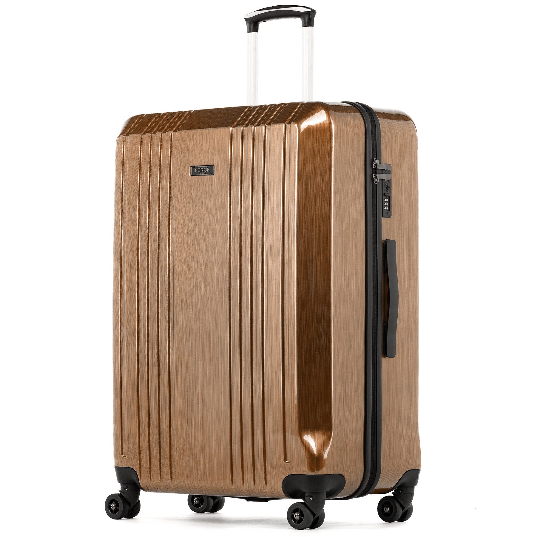 FERGÉ Kofferset Hartschale 3 teilig Koffer Set CANNES TSA-Schoß, 4 Rollen, (3er Kofferset stabil und leicht mit Zahlenschloß, 3 tlg., Hartschalen-Trolley Set 3 Größen Handgepäck Koffer M XL), Trolley 3er Koffer Set, Premium Reisekoffer 4 Doppelrollen TSA-Schloss