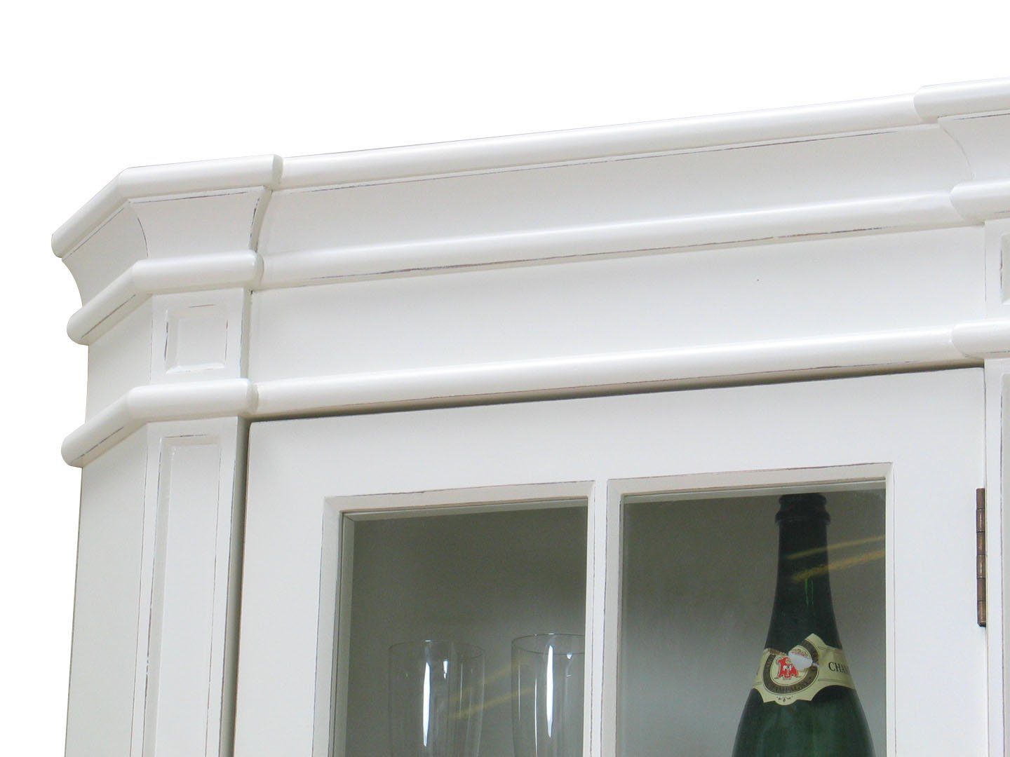 ebuy24 Vitrine Amaretta Eckschrank antik weiß, antik patiniert. B
