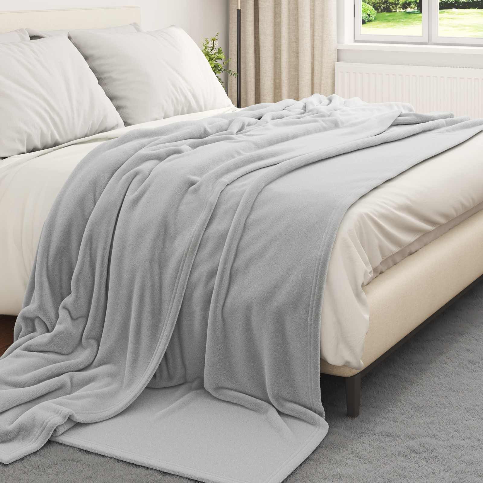 vidaXL Bettüberwurf Wohndecke Grau 220 x 240 cm 1.37 kg Fleece