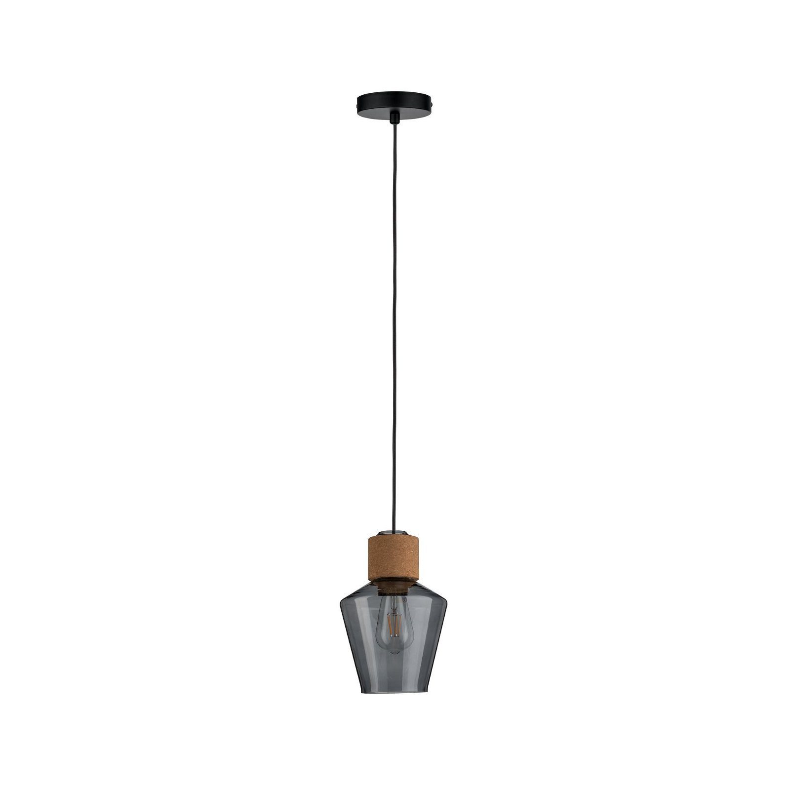 Paulmann Pendelleuchte Neordic Edla max. 1x20W Rauchglas/Kork/Schwarz 230V, ohne Leuchtmittel, E27