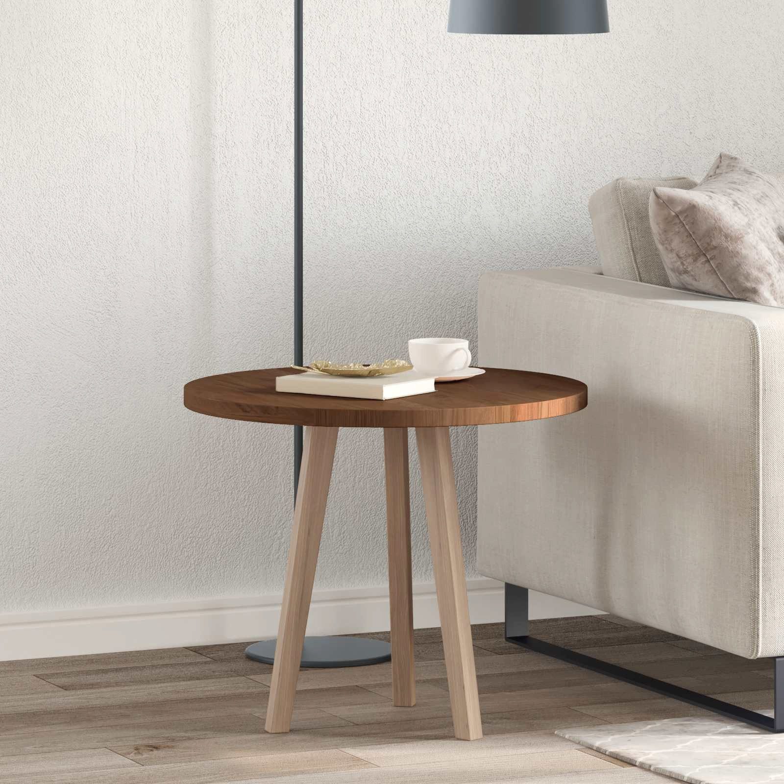 vidaXL Tischplatte Tischplatte Ø 60 x 2,5 cm Rund Massivholz Eiche Dunkelbraun (1 St)