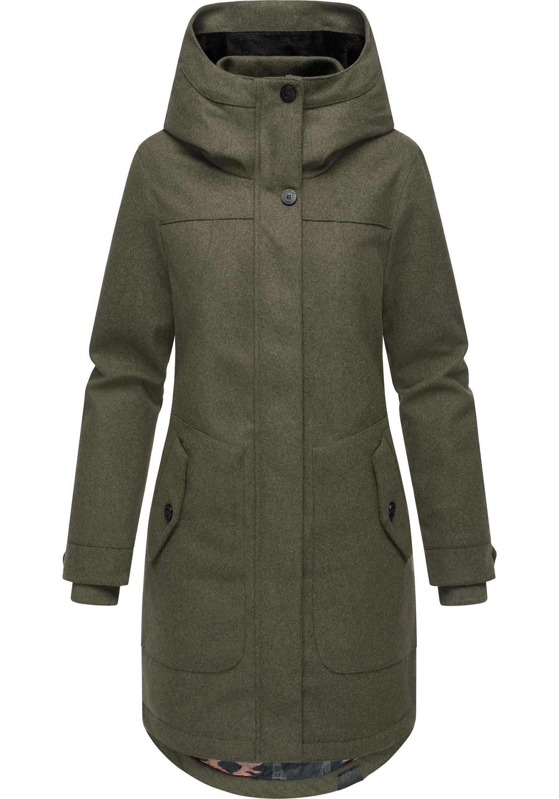 Ragwear Wintermantel Jannisa Coat Klassischer Damen Kurzmantel mit Kapuze