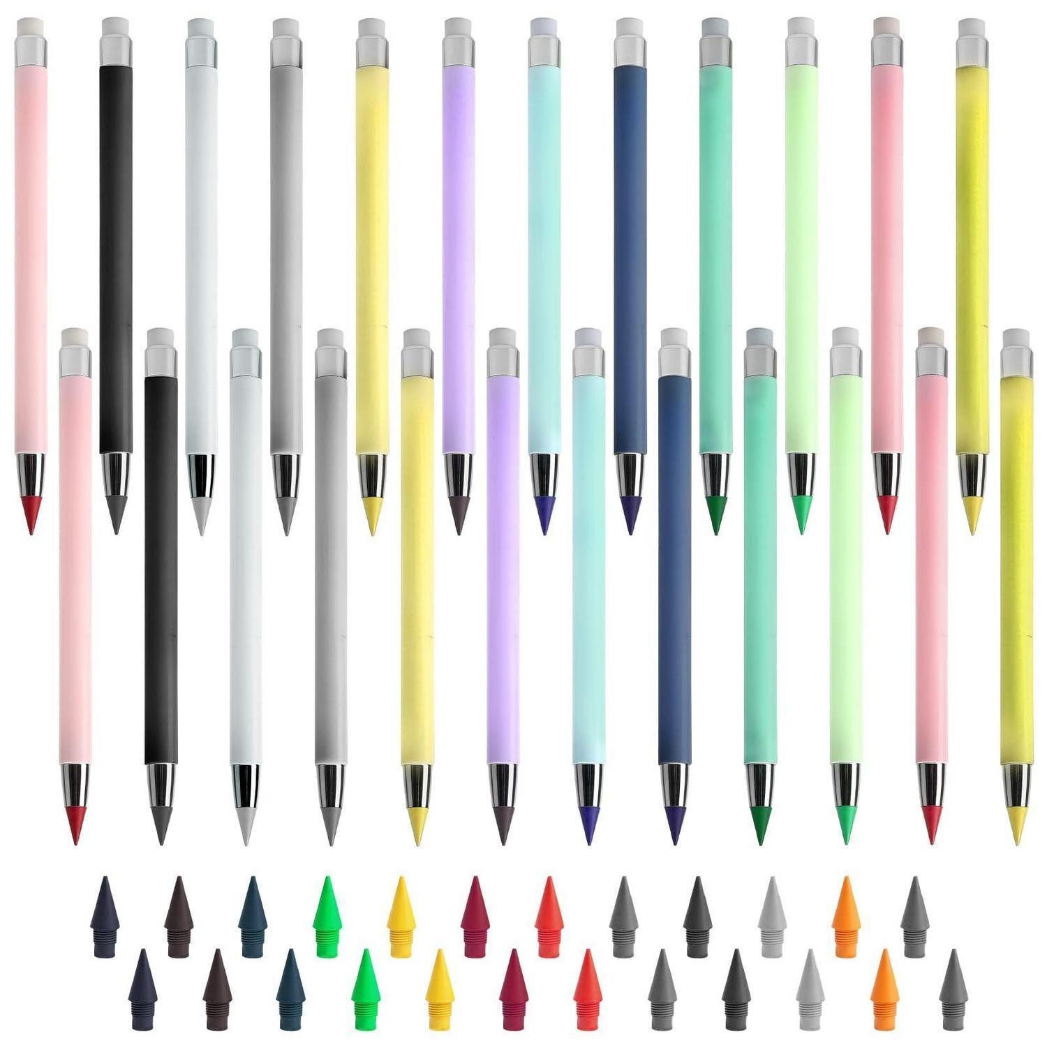 LuxusKollektion Bleistift Ewiger Bleistift 24er Set mit Ersatzspitzen & Radiergummi