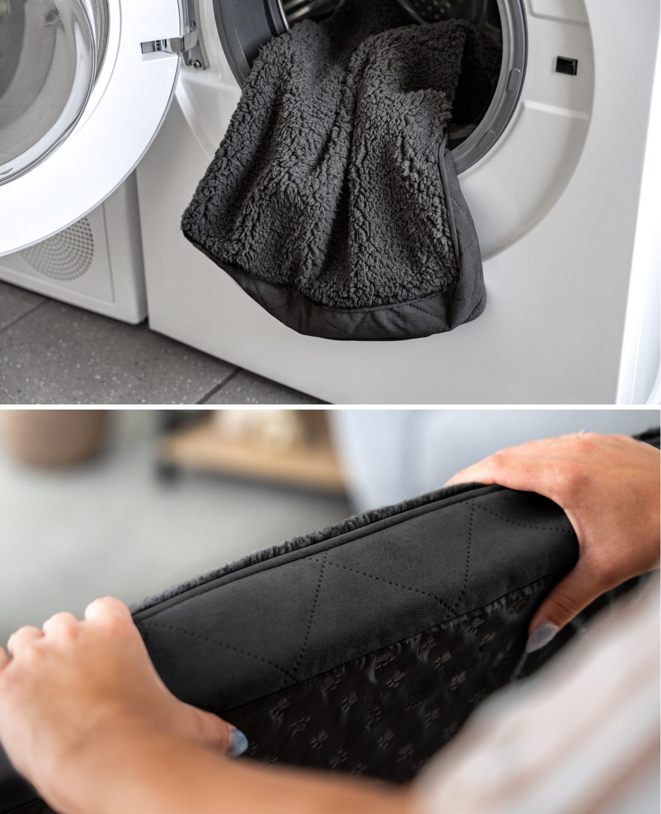 lionto Tierkissen orthopädisch Memoryfoam, Plüschoberfläche & Wildlederimitat, abnehmbarer, waschbarer Bezug & Tragegriff – Bild 4 von 5