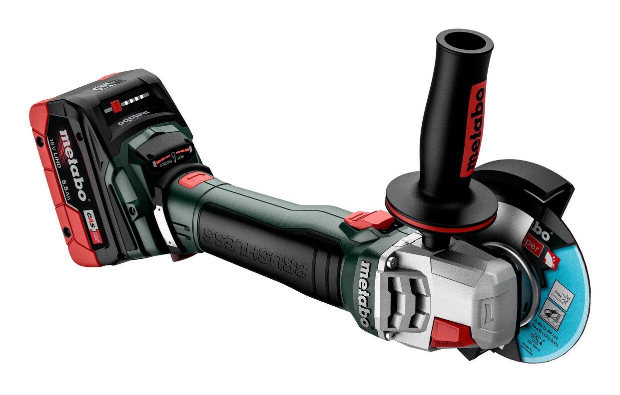 metabo Akku-Winkelschleifer WB 18 LT BL 11-125 Quick, max. 10000 U/min, 2 x 5,2 Ah Li-Ion im Karton