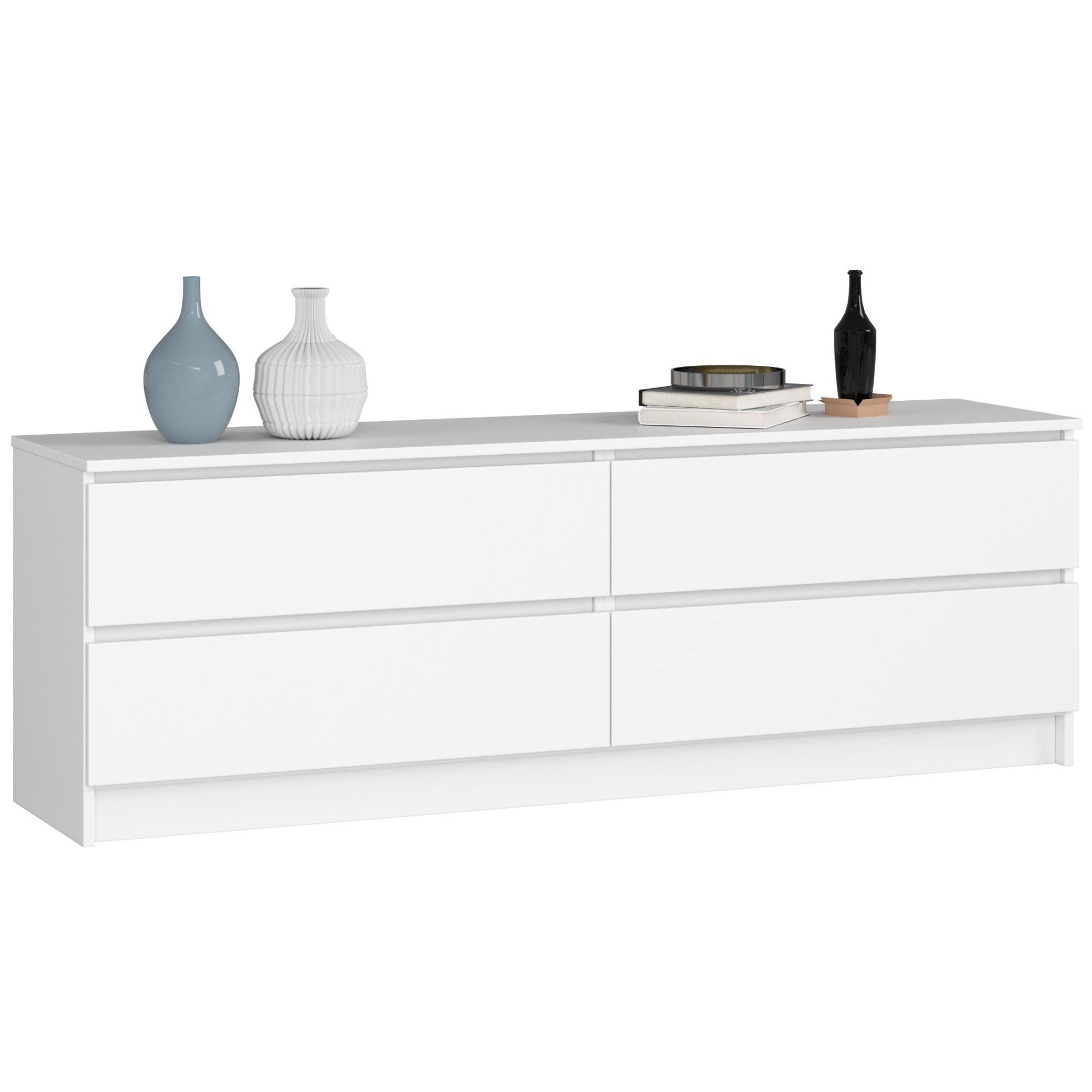 Raumhirsch Furniture Kommode mit 4 Schubladen 160 cm breit Holz Schrank, (viele Farbvarianten - Maße: 160 x 55 x 40 cm) - Hochwertig & stabil