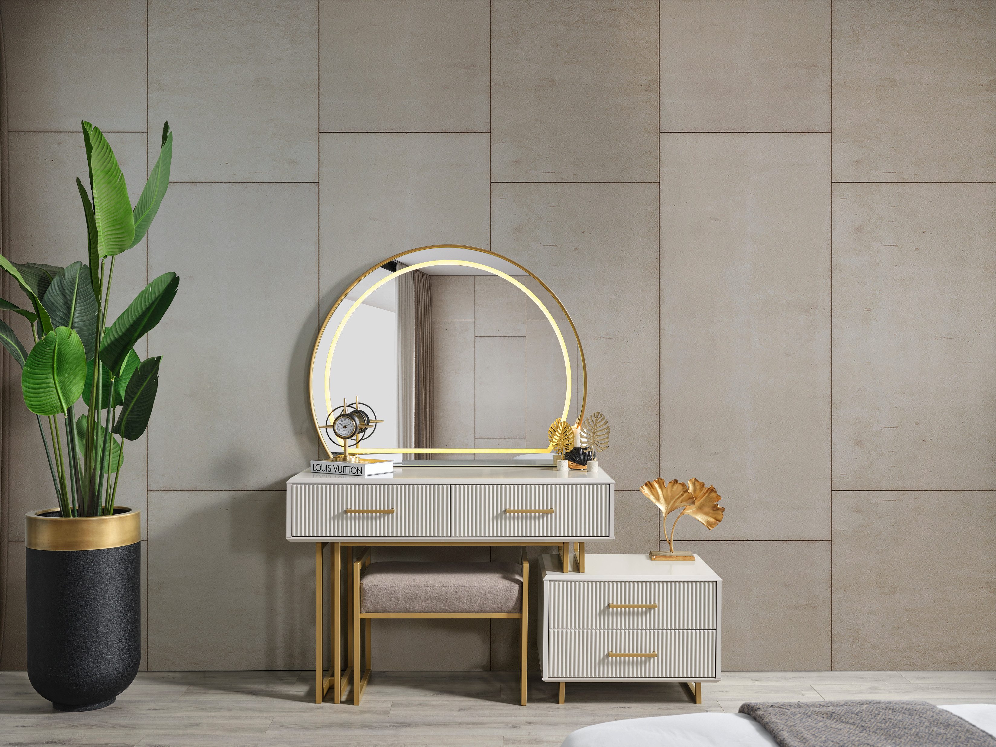 JVmoebel Schminktisch Schminktisch Konsole Kommode Spiegel Modern Luxus Schlafzimmer (1-St)