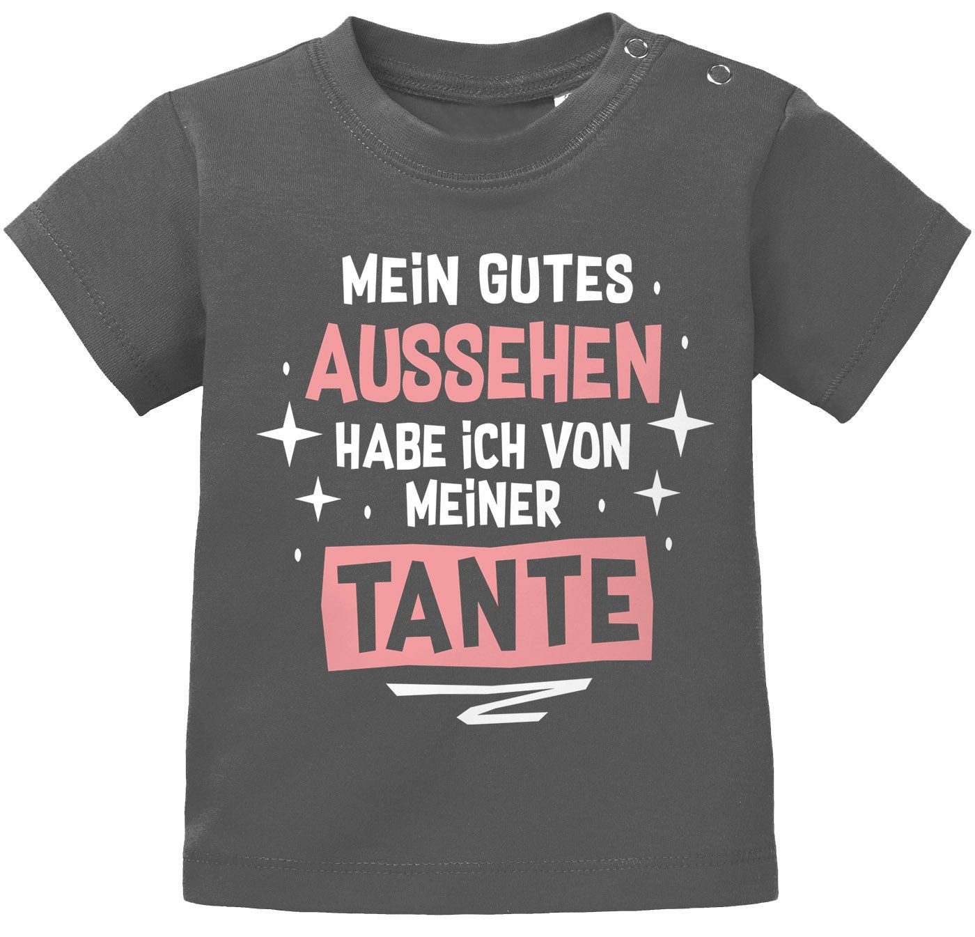 MoonWorks Print-Shirt Baby T-Shirt kurzarm Mein gutes Aussehen hab ich von meiner Tante /
