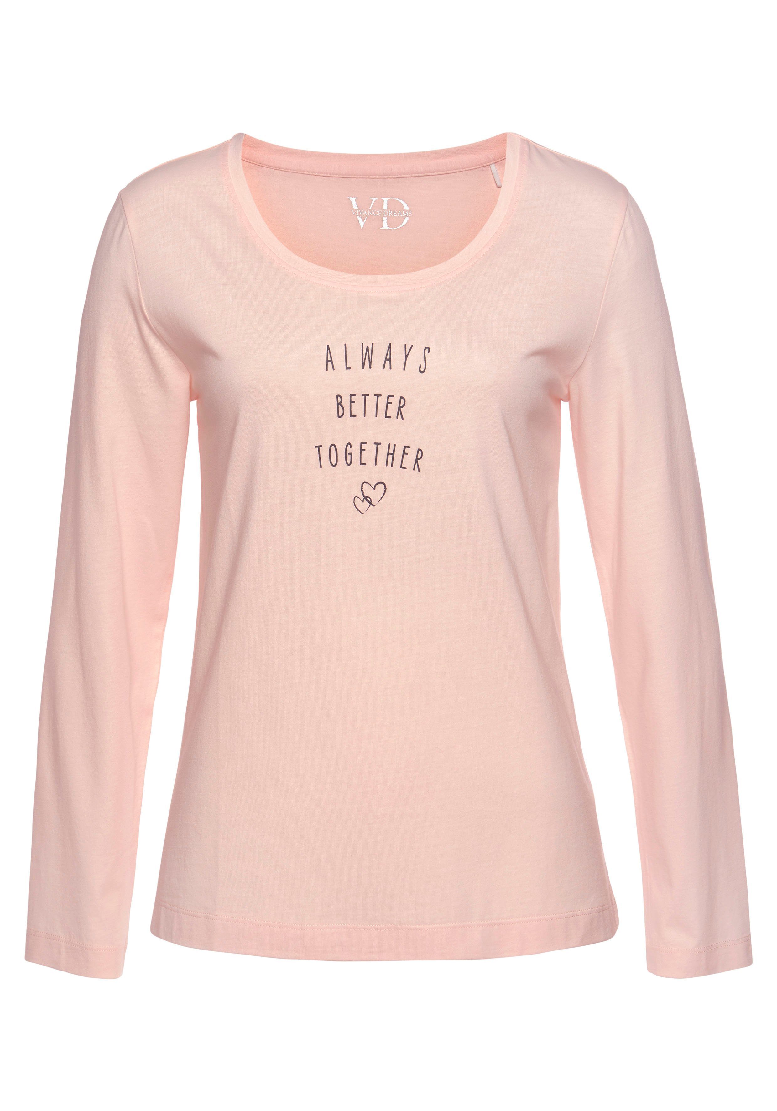 Statementdruck rose Pyjamaoberteil mit Vivance Dreams