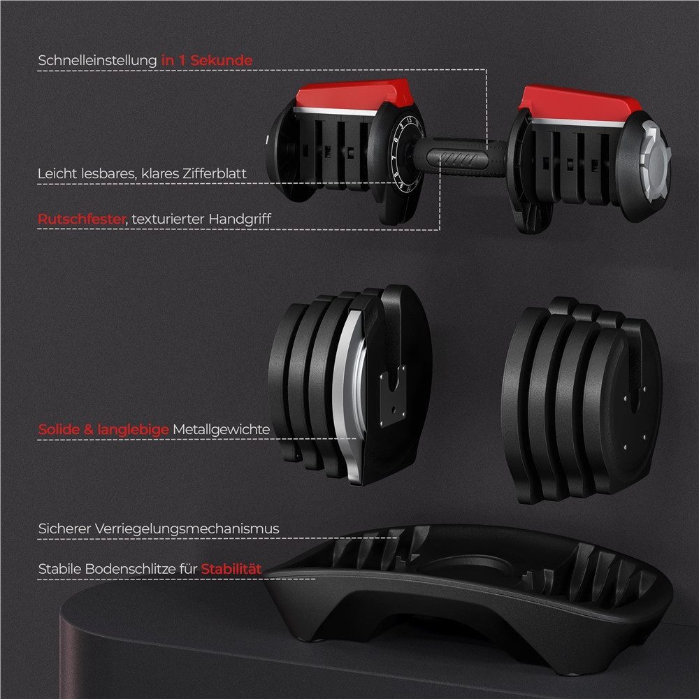 Yaheetech Hantel-Set 11/12/16-in-1 Kurzhanteln 12,5kg/18 kg/24 kg/40 kg, Verstellbare Hantel für Zuhause & Fitnessstudio