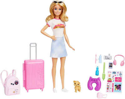 Barbie Anziehpuppe Reiseset mit Hündchen & Urlaubs-Zubehör, inklusive Puppe