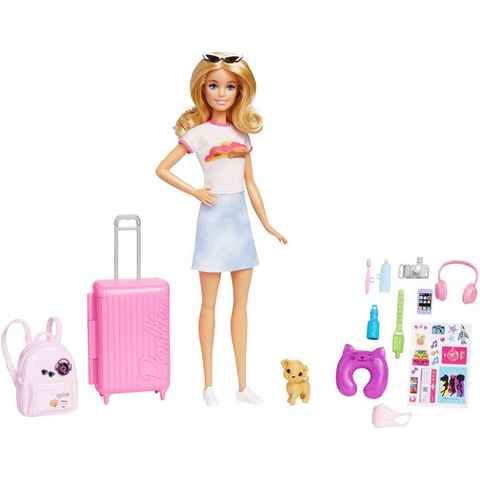 Barbie Anziehpuppe Reiseset mit Hündchen & Urlaubs-Zubehör, inklusive Puppe