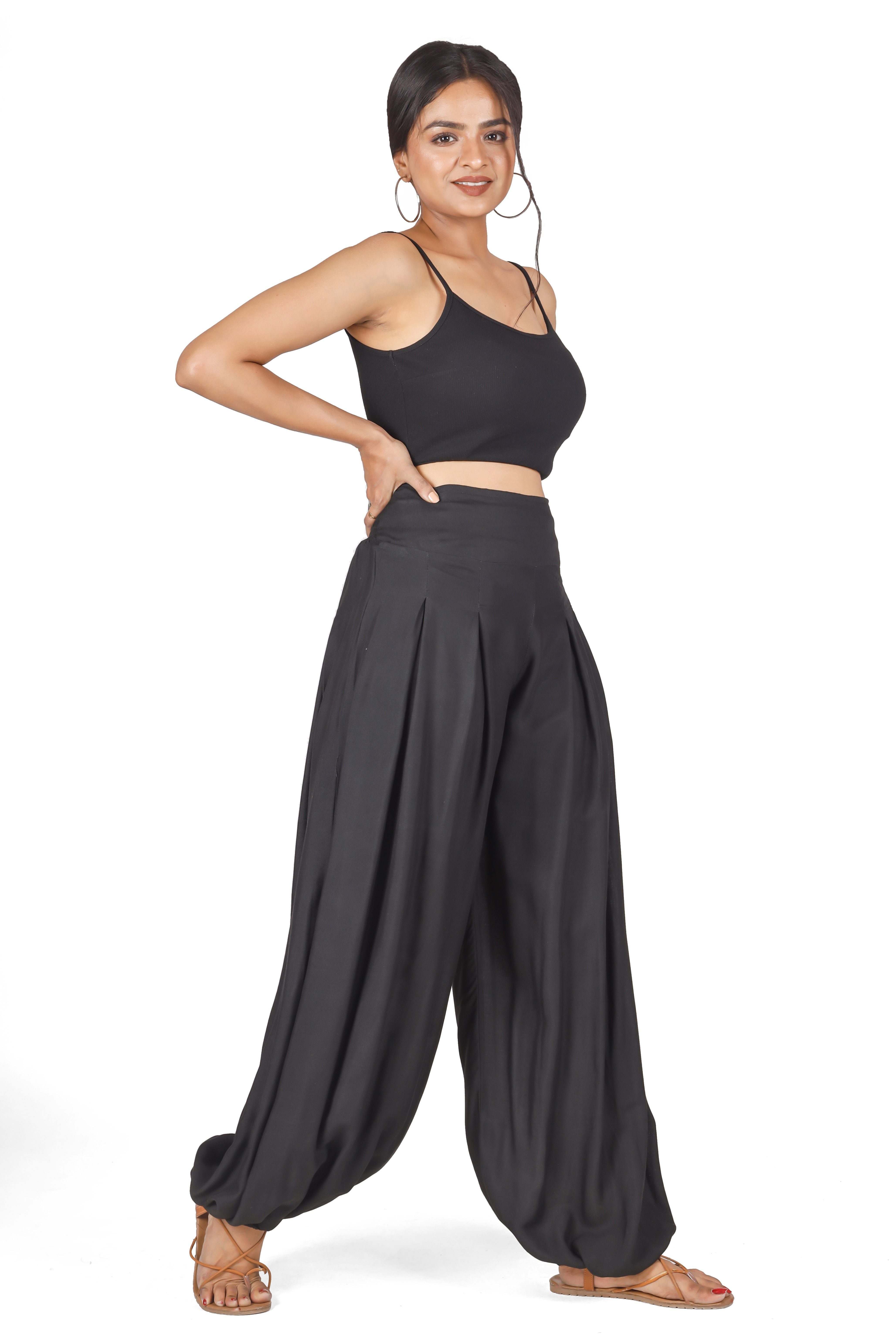 Guru-Shop Relaxhose Boho Pluderhose, Muckhose, Haremshose - schwarz Ethno Style, alternative Bekleidung