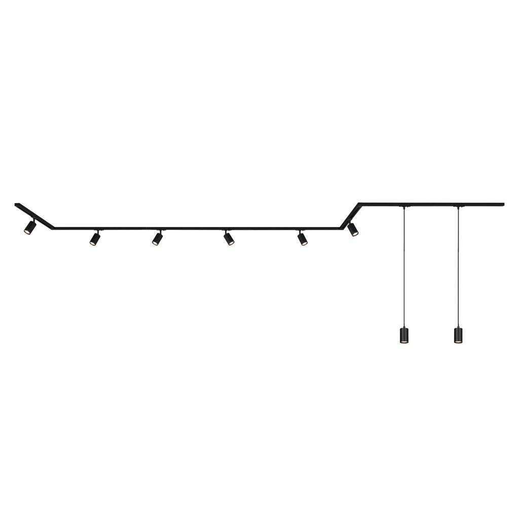 Briloner Leuchten LED Pendelleuchte 8013085B, LED wechselbar, 2700K - Extra-Warmweiß, Schienensystem Rail 5,25 m Schwarz max.9W Decke Wohnzimmer Büro Küche