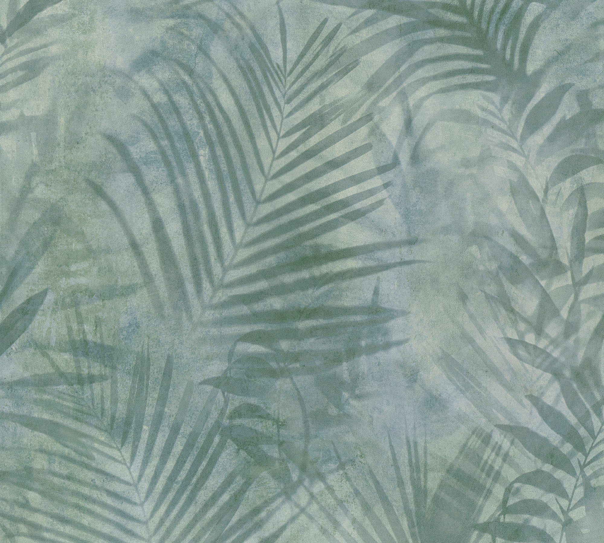 A.S. Création Vliestapete Neue Bude 2.0 Tropical Concret mit Palmenblättern, leicht strukturiert, floral, Wald, botanisch, Dschungeltapete Tapete Palmen Tapeten Wohnzimmer Schlafzimmer Küche