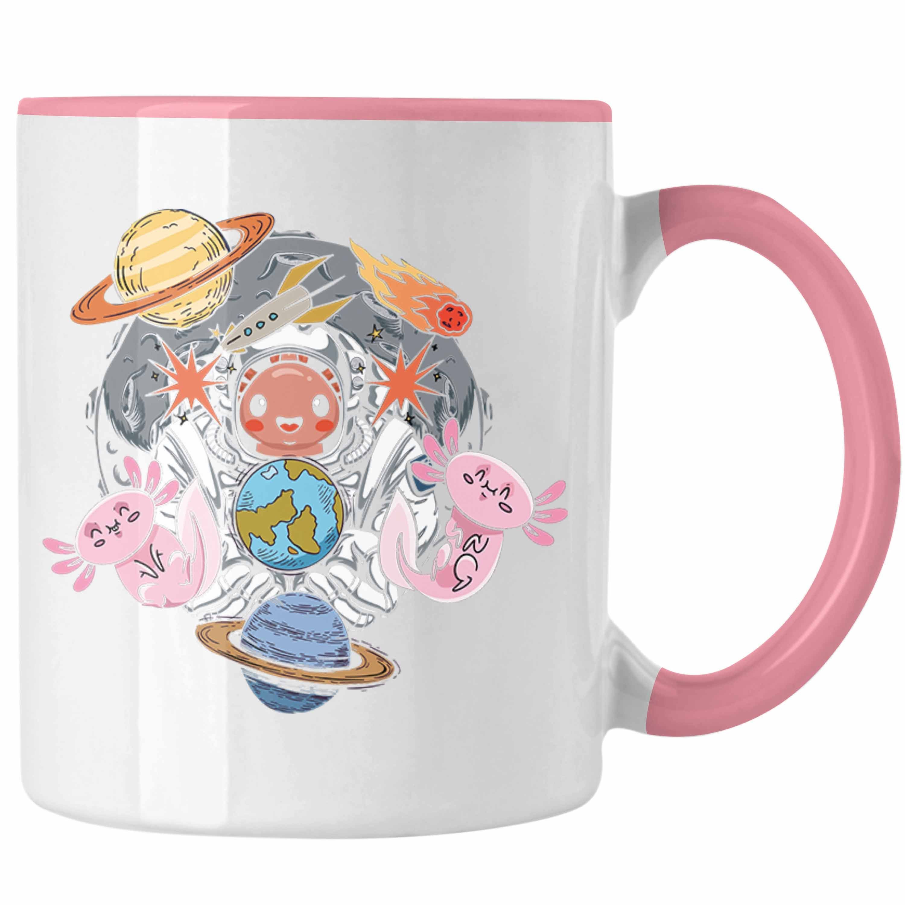 Trendation Tasse Trendation - Tasse Rosa Geschenkidee Grafik Coole Geschenk Tiere Axolotl Lustig Schwanzlurch