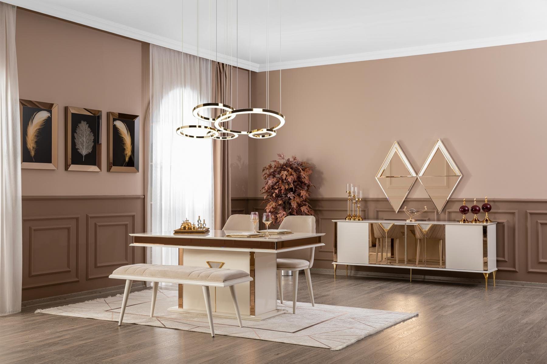 JVmoebel Anrichte Modern Anrichte (Anrichte Stil Luxus mit in Stuhl), Spiegel Holz mit Spiegel, Europe Ohne Made Möbel
