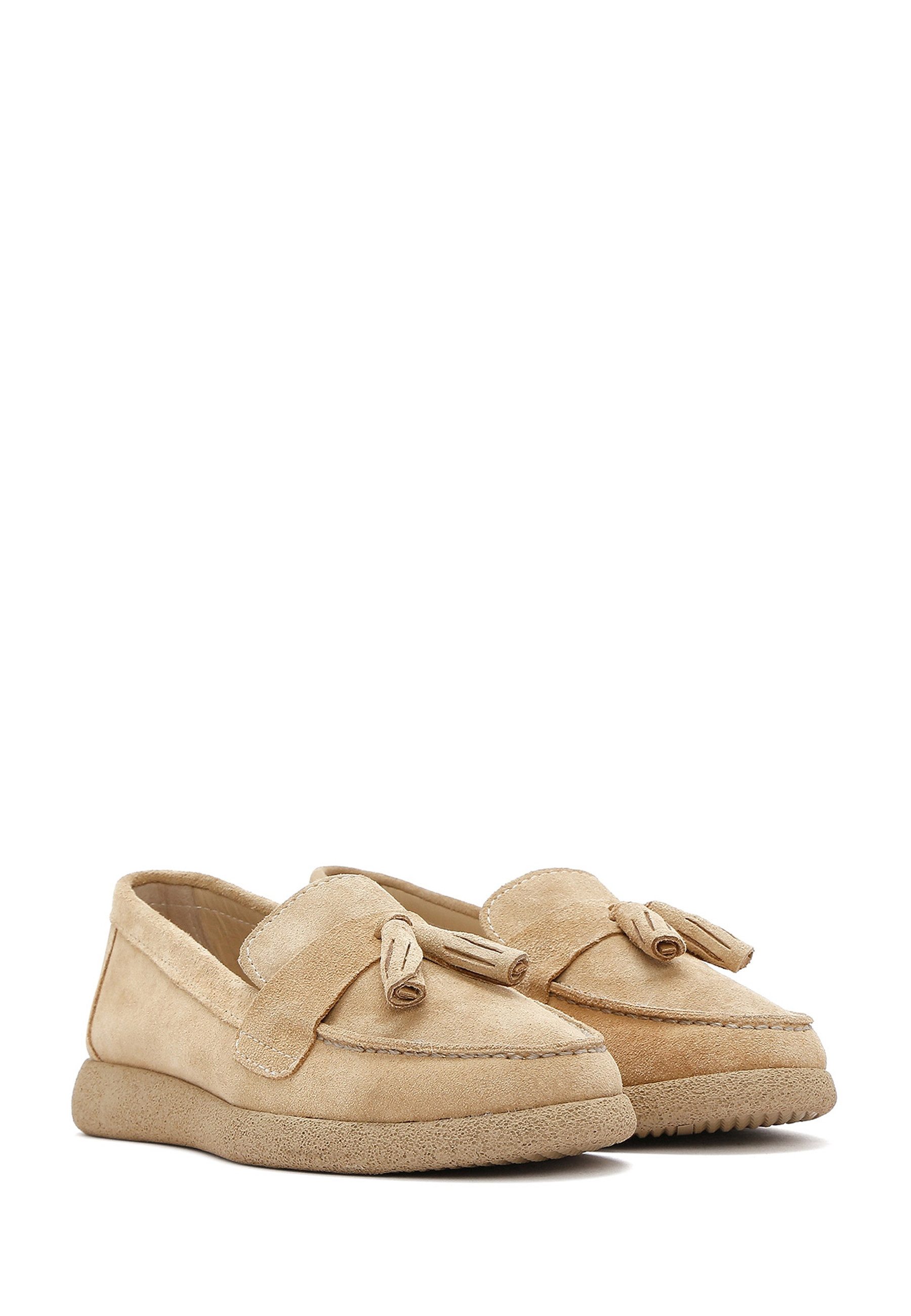Derimod Loafer aus Leder mit Quasten Loafer Echtes Wildleder, Lederfutter, Thermo-Sohle, Slip-On, Quastendetail