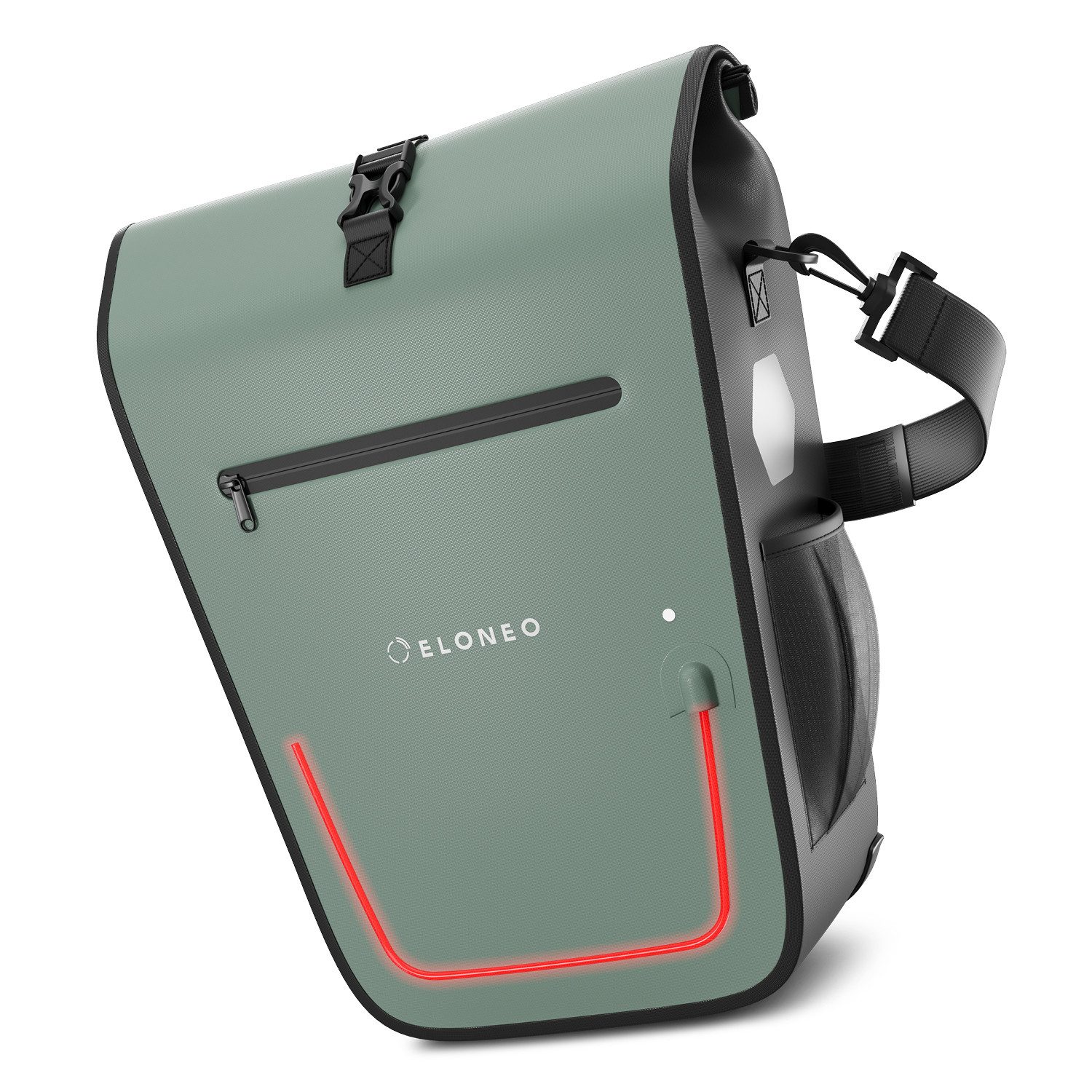 ELONEO Fahrradtasche Gepäckträgertasche, Satteltasche mit Reflektorstreifen, wasserdicht mit LED