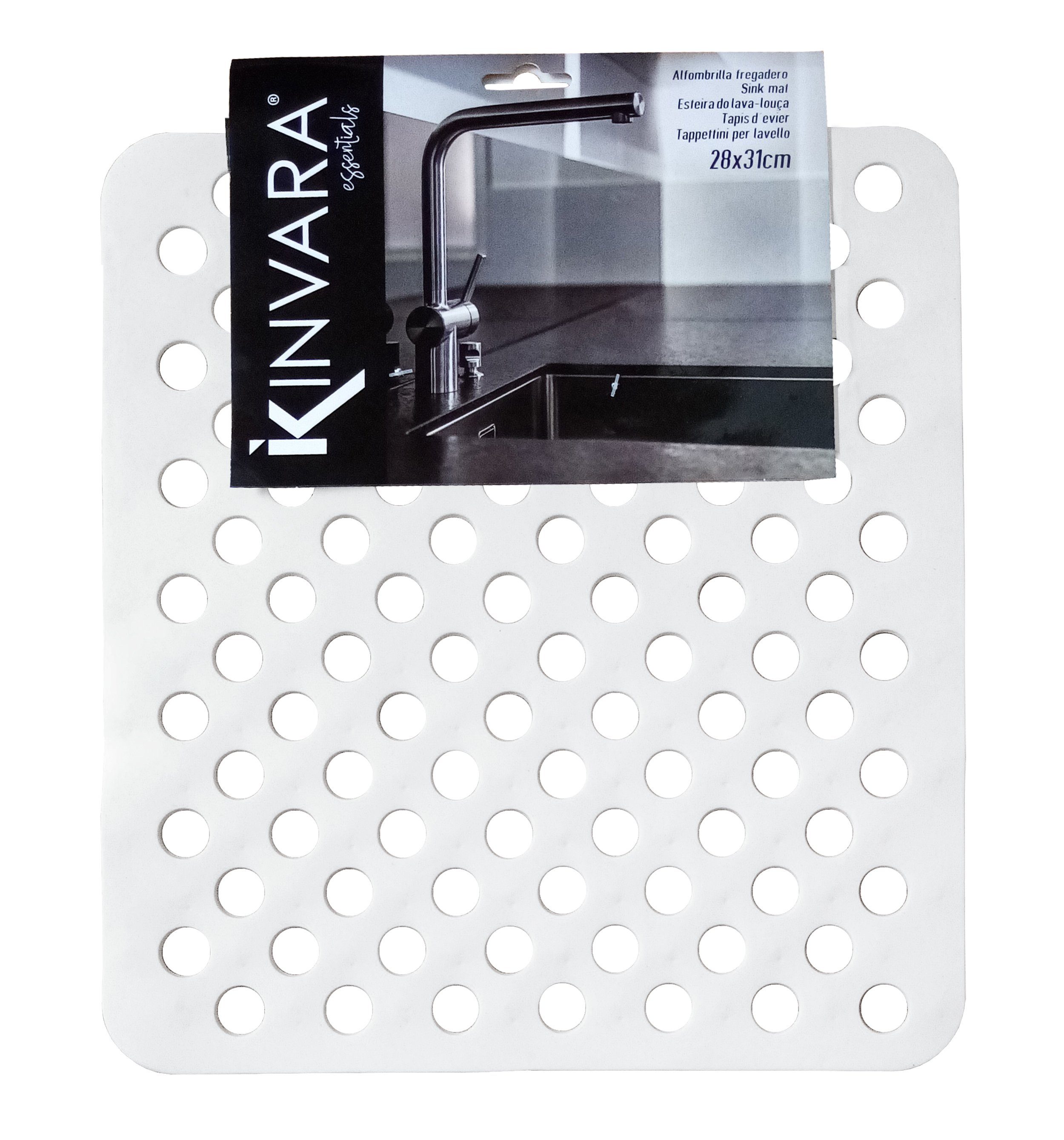 KINVARA Abtropfmatte SPÜLBECKEN EINLAGE 31x28cm eckig Spülbeckenmatte Spülmatte 55 (Weiss), Spülbeckeneinlage Abtropfmatte Matte