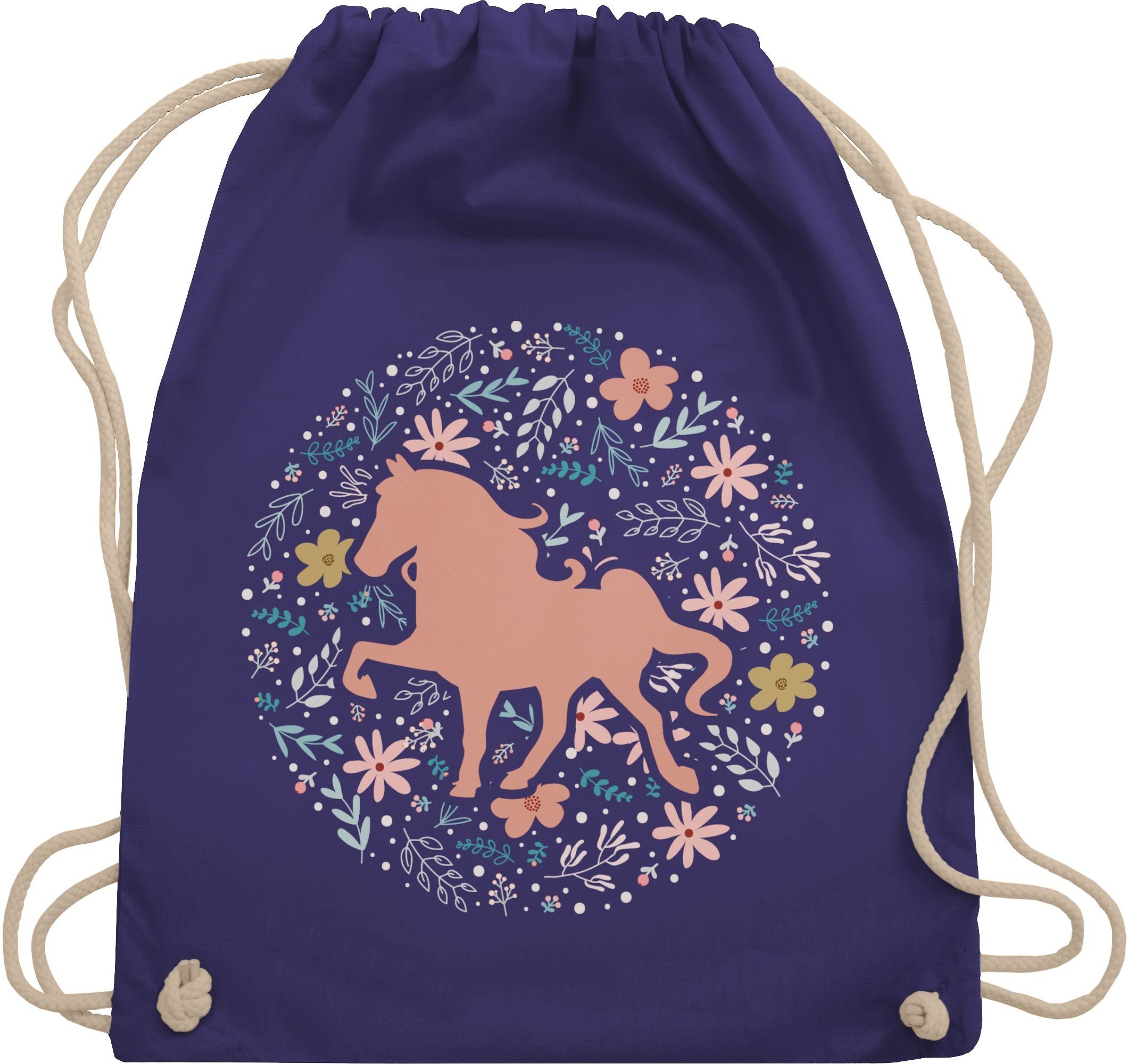 Shirtracer Turnbeutel Pferd mit Blumen, Pferd