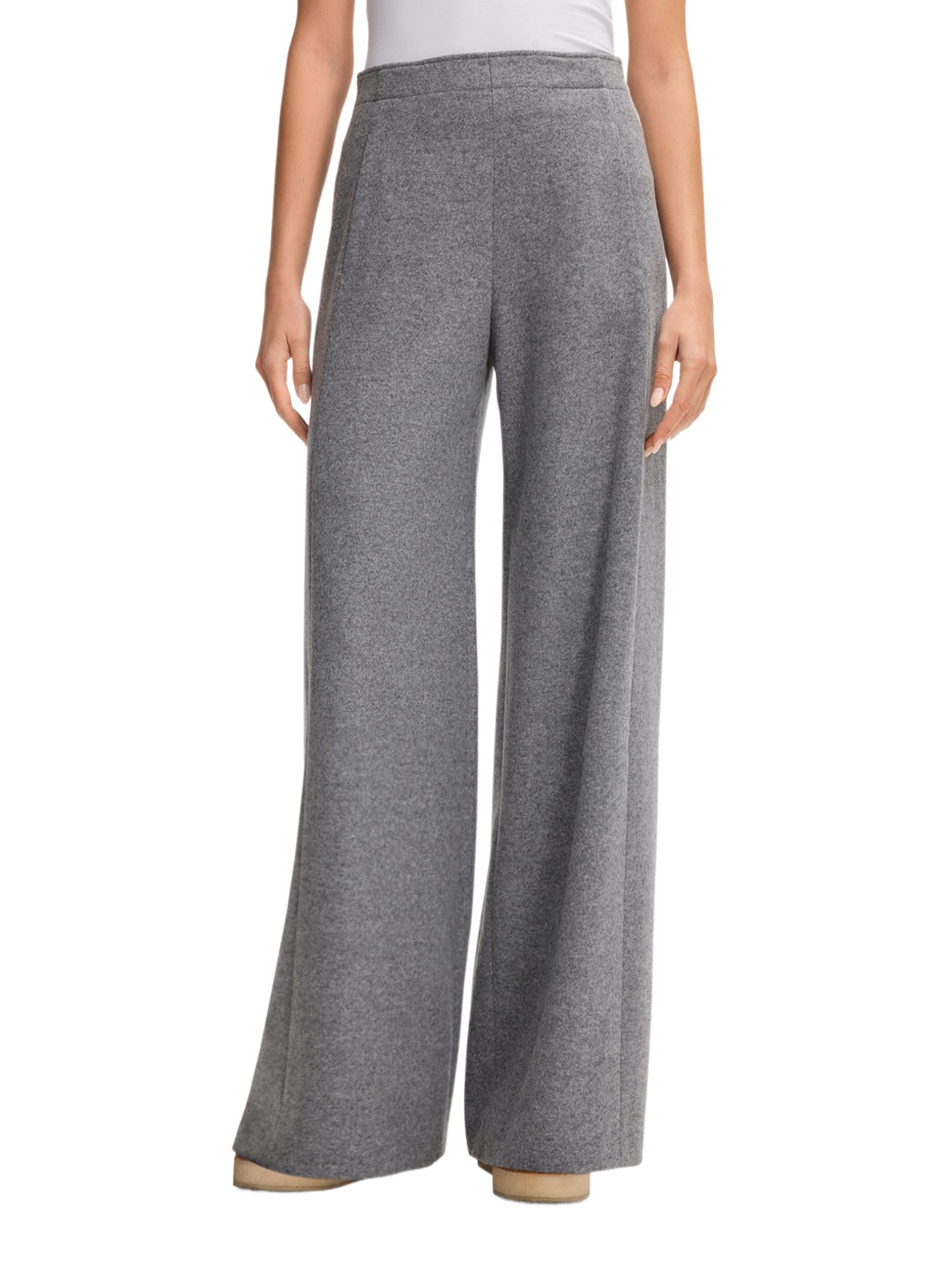 Windsor Stoffhose grau, Casual, Wolle, Meliert, Wide Leg, Mittel