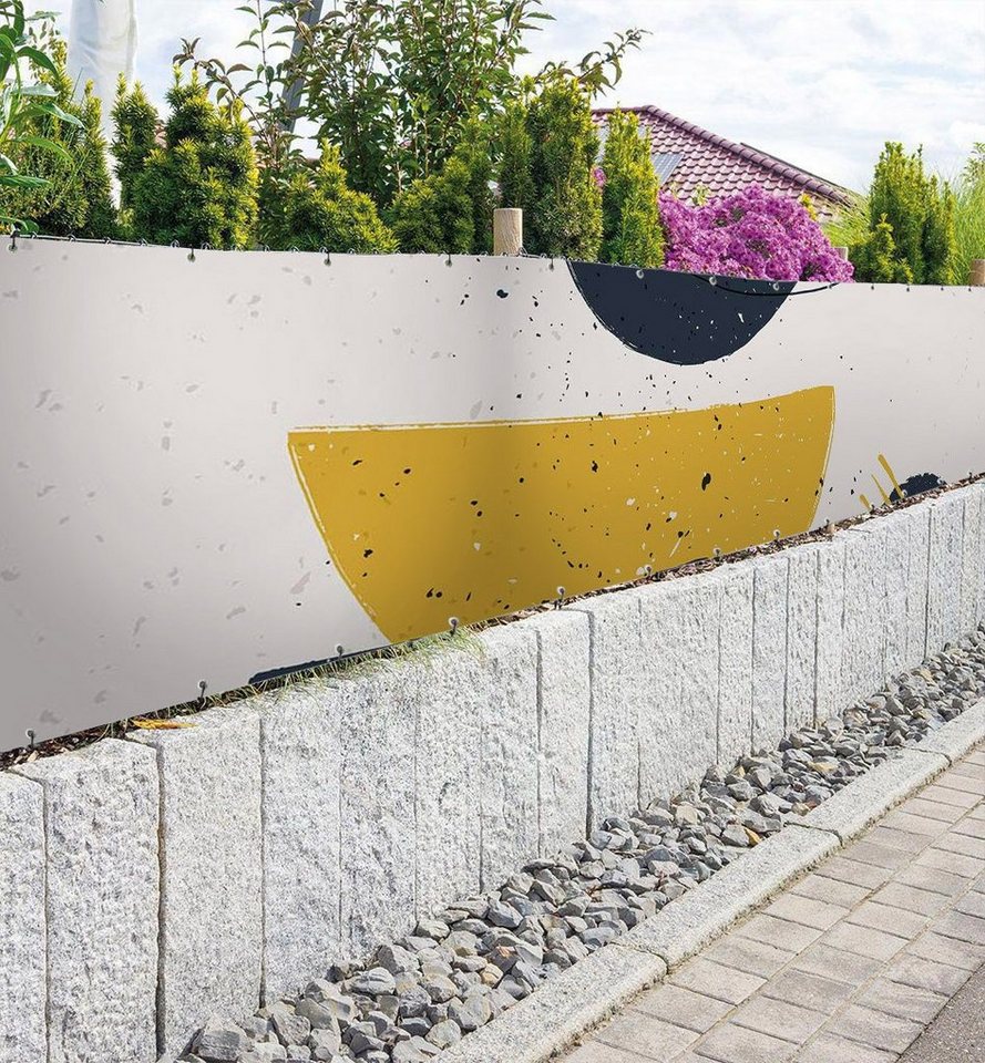 Thumbnail - MyMaxxi Sichtschutzzaunmatten Zaunbanner gelbe Halbkreise Sichtschutz Garten Zaun