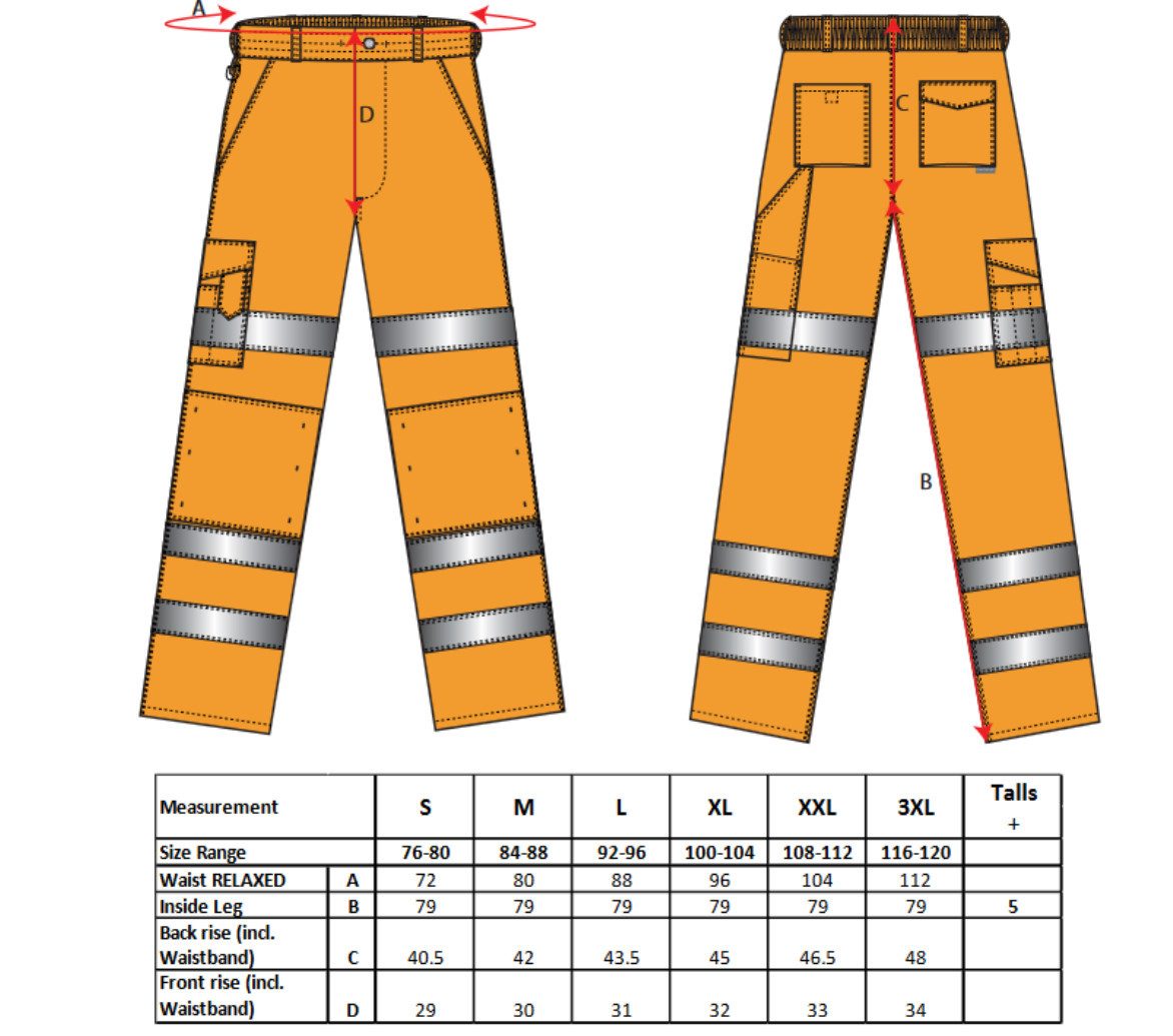 Portwest Arbeitshose Warnschutz Bundhose mit drei Reflexstreifen Orange