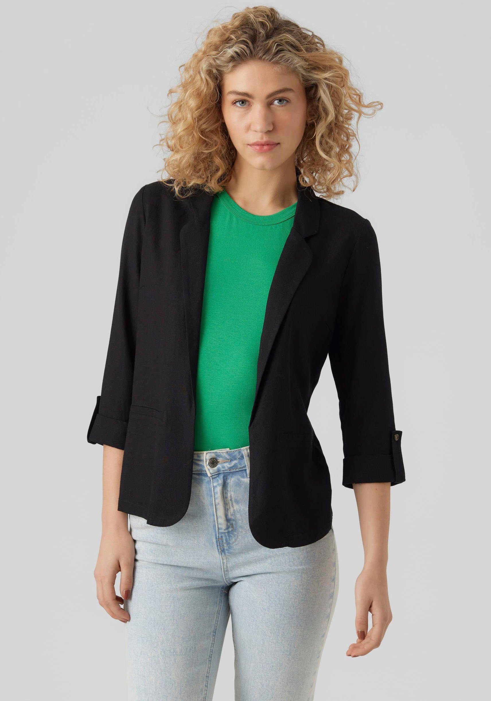 Vero Moda Kurzblazer VMJESMILO 3/4 LOOSE BLAZER WVN NOOS mit Leinen günstig online kaufen