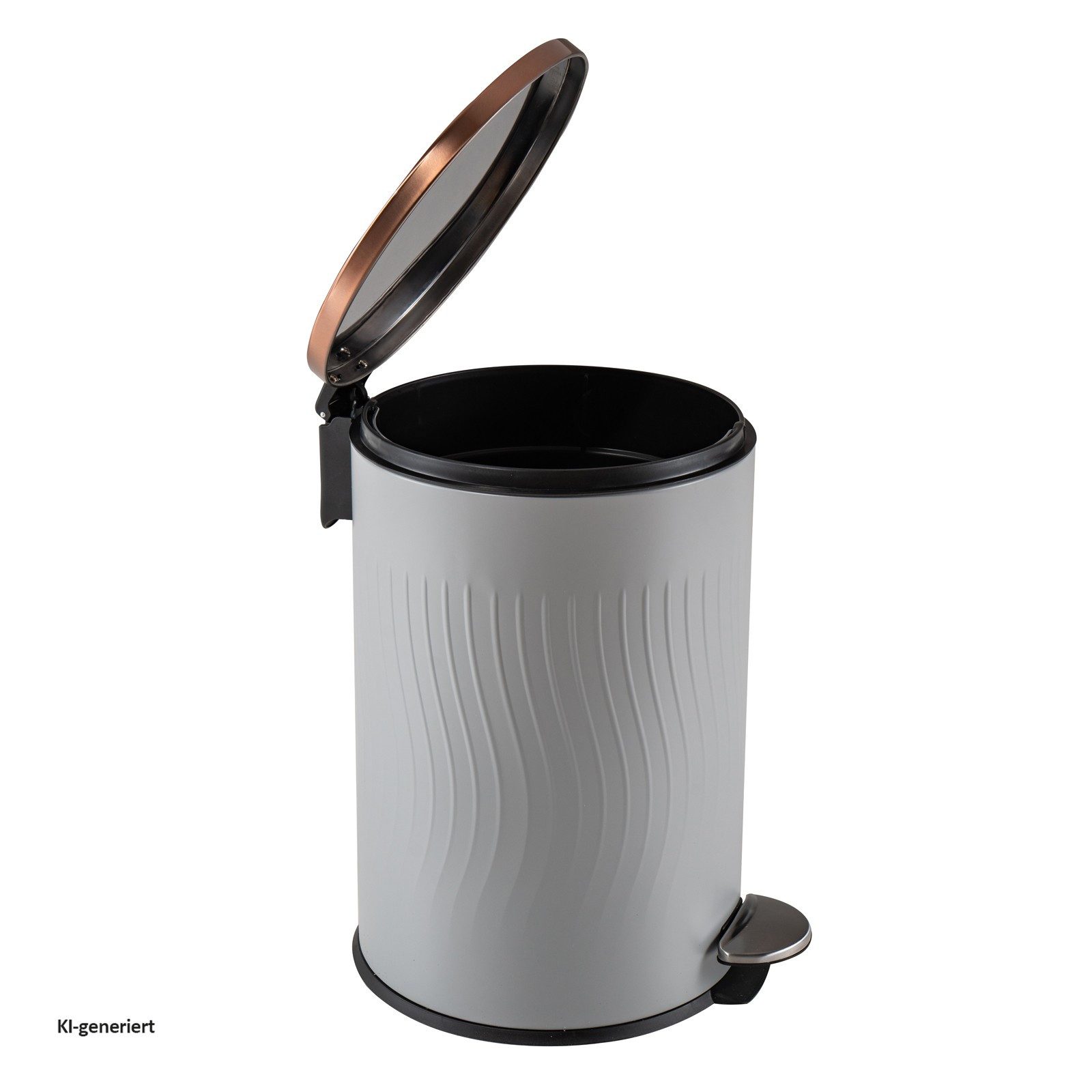 HTI-Living Mülleimer Treteimer Jannik 20 Liter Grau Kupfer, Mülleimer Edelstahl