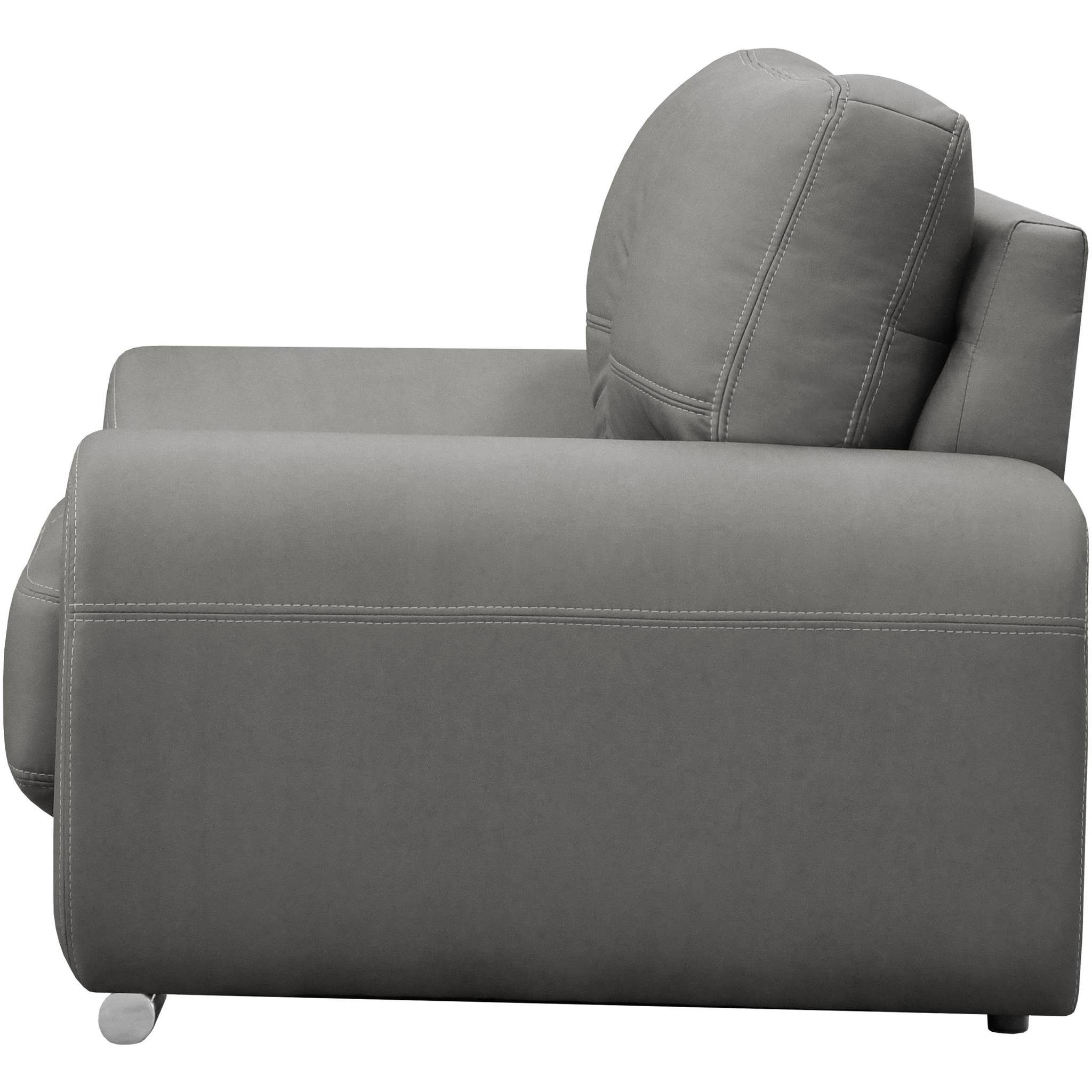 Beautysofa Sessel mit Grau modernes (Relaxsessel (vega 88) Kunstleder Maxime lux dekorativen im Design), mit Nähten, Wellenunterfederung