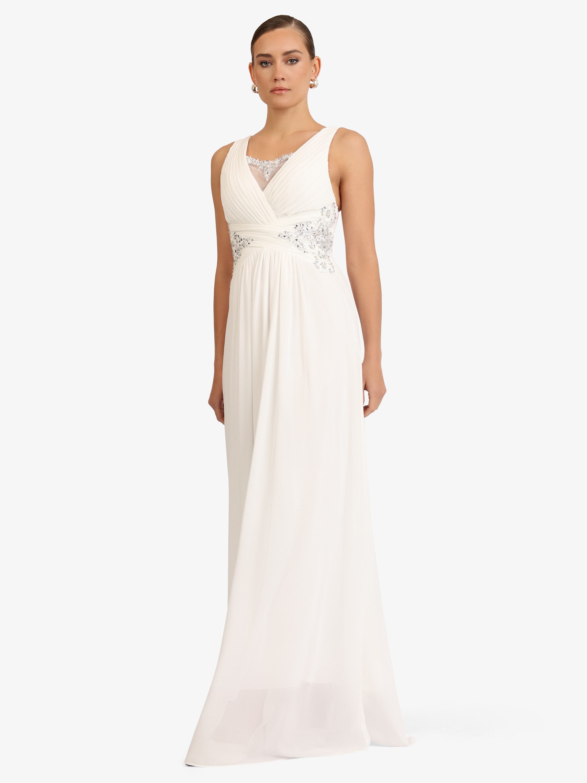 Kraimod Abendkleid mit Schmuckapplikation und V-Ausschnitt