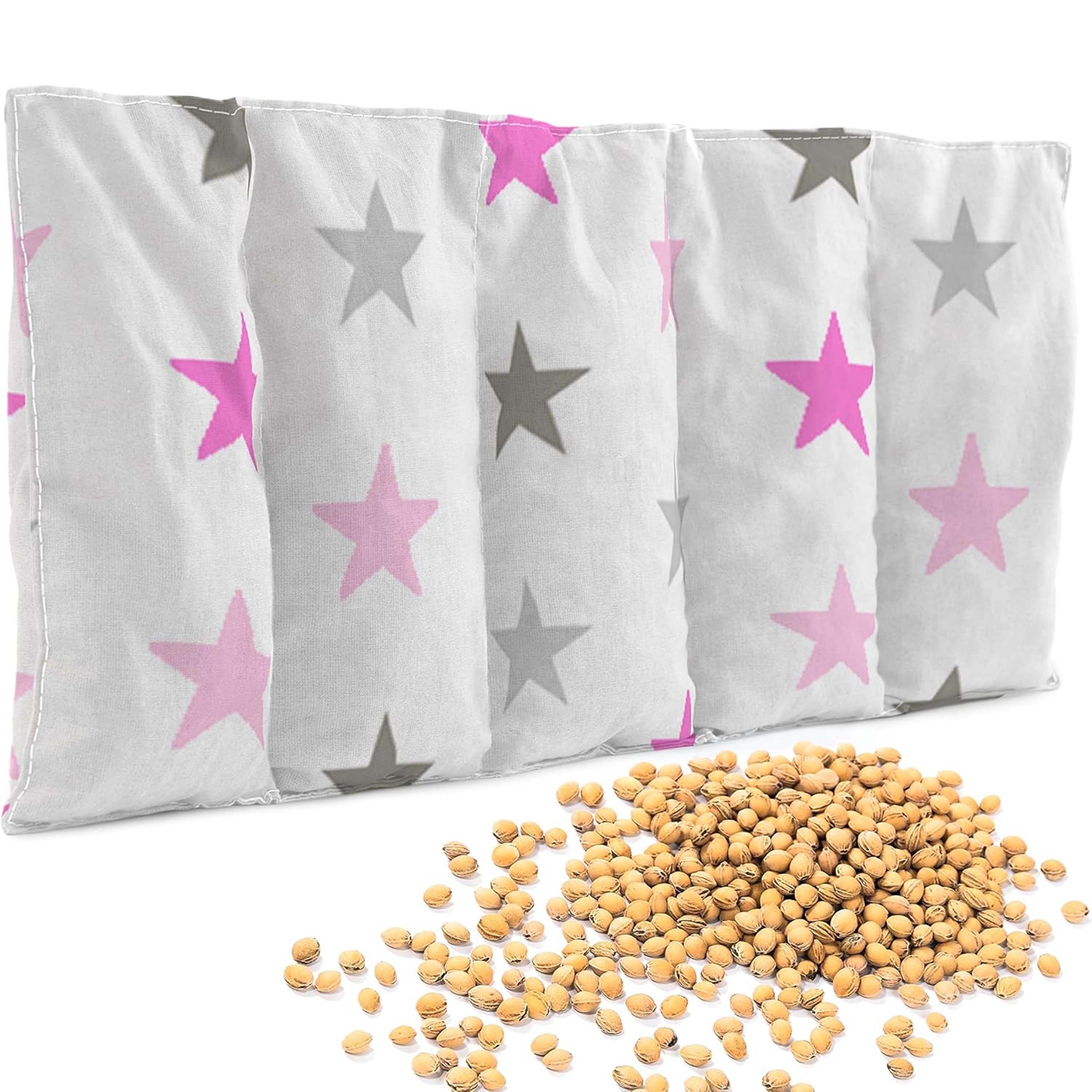 Amilian Kirschkernkissen 55x20cm groß für Mikrowelle - Körnerkissen Nacken Schulter Rücken, Wärme- und Kältekissen, für Bauch, Füße, EU-hergestellt, wiederverwendbar