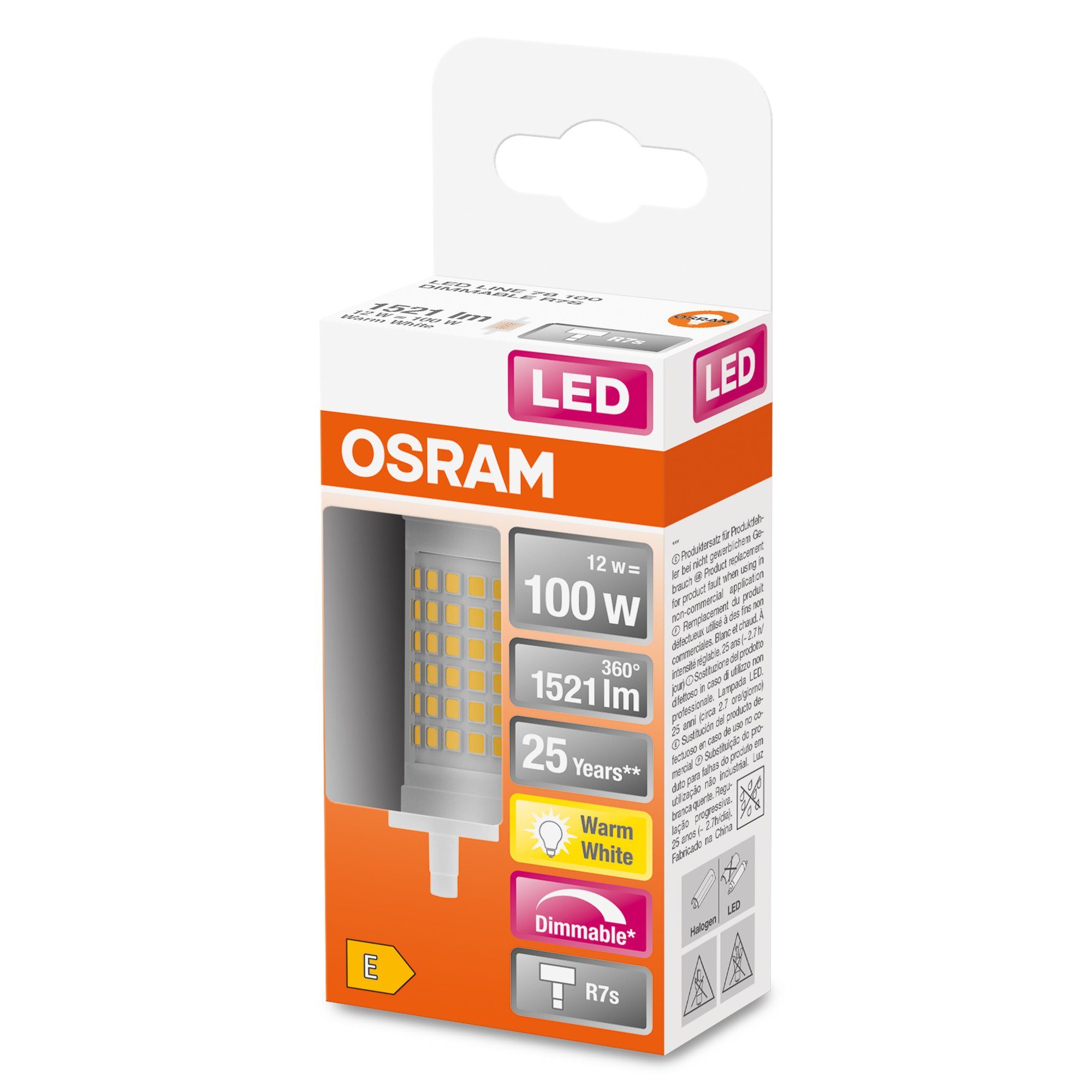 Osram LED-Leuchtmittel Superstar LED R7s Lampe 78 mm dimmbar, R7s, Warmweiß