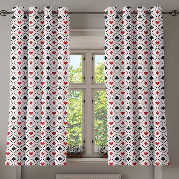 Gardine Dekorative 2-Panel-Fenstervorhänge für Schlafzimmer Wohnzimmer, Abakuhaus, rot schwarz Tourist Poker-Karten