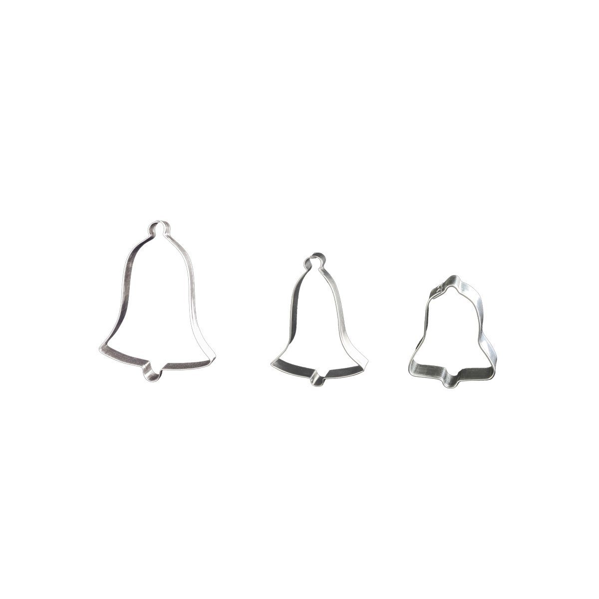 LARES Ausstechform 3er Set Glocken, Weißblech, für Weihnachten, Größen 5,5-24 cm - Made in Germany